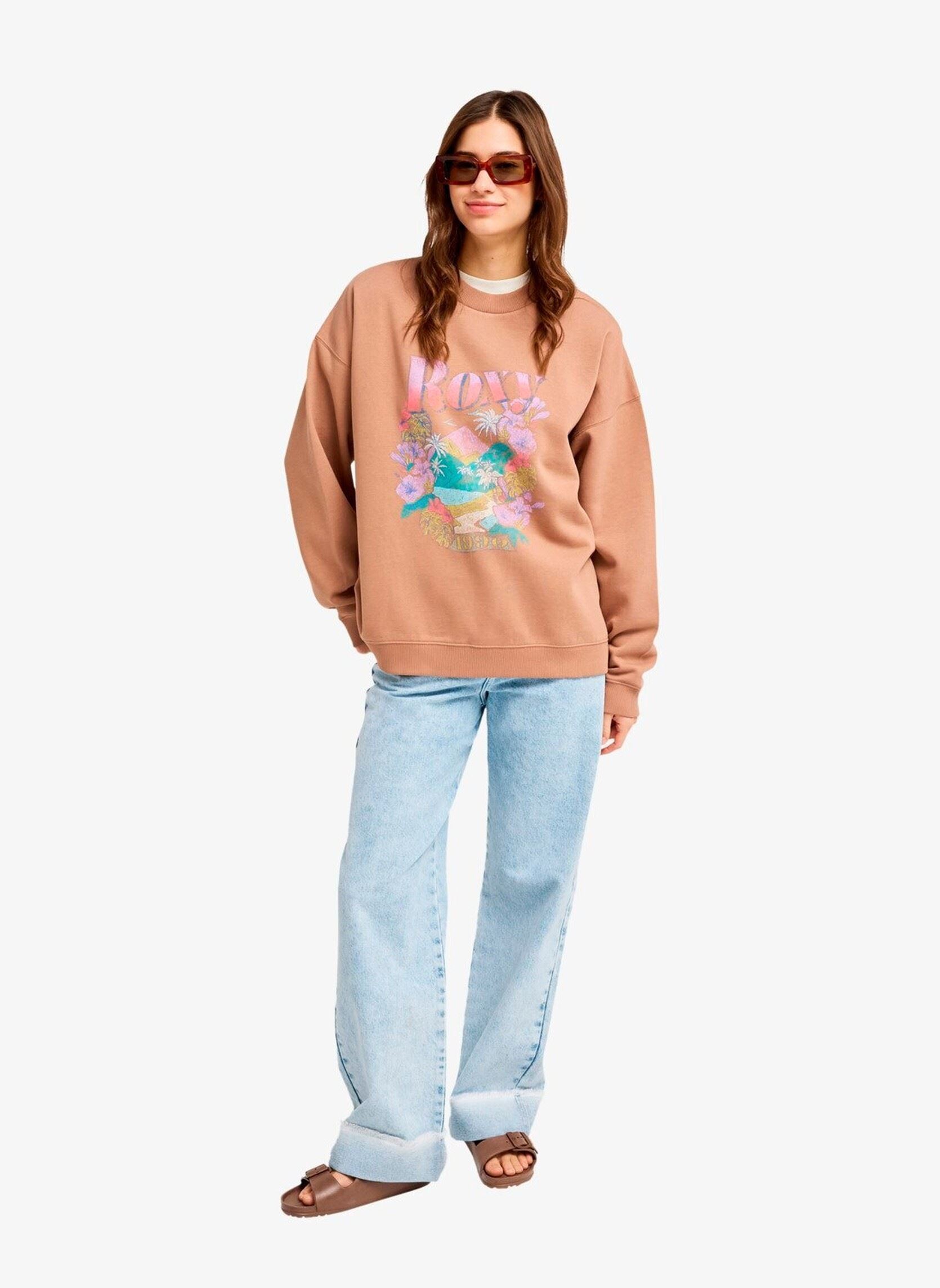 Sweater Lineup Oversized Crew dames bruin Roxy Sweater Lineup Oversized Crew dames bruin BROWNIE
