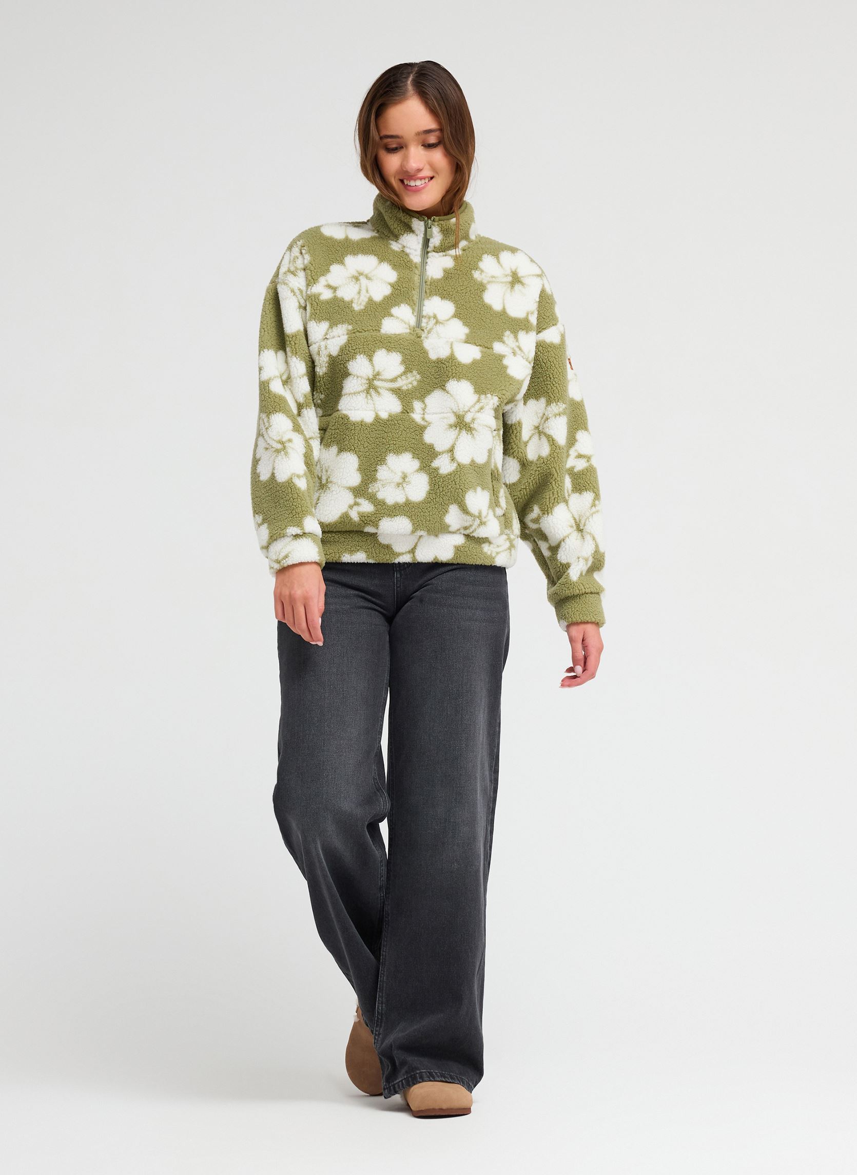 Fleece-Jacken Jive Talking Bonded damen grün Roxy Fleece-Jacken Jive Talking Bonded damen grün OIL GREEN HIPPY BICO
