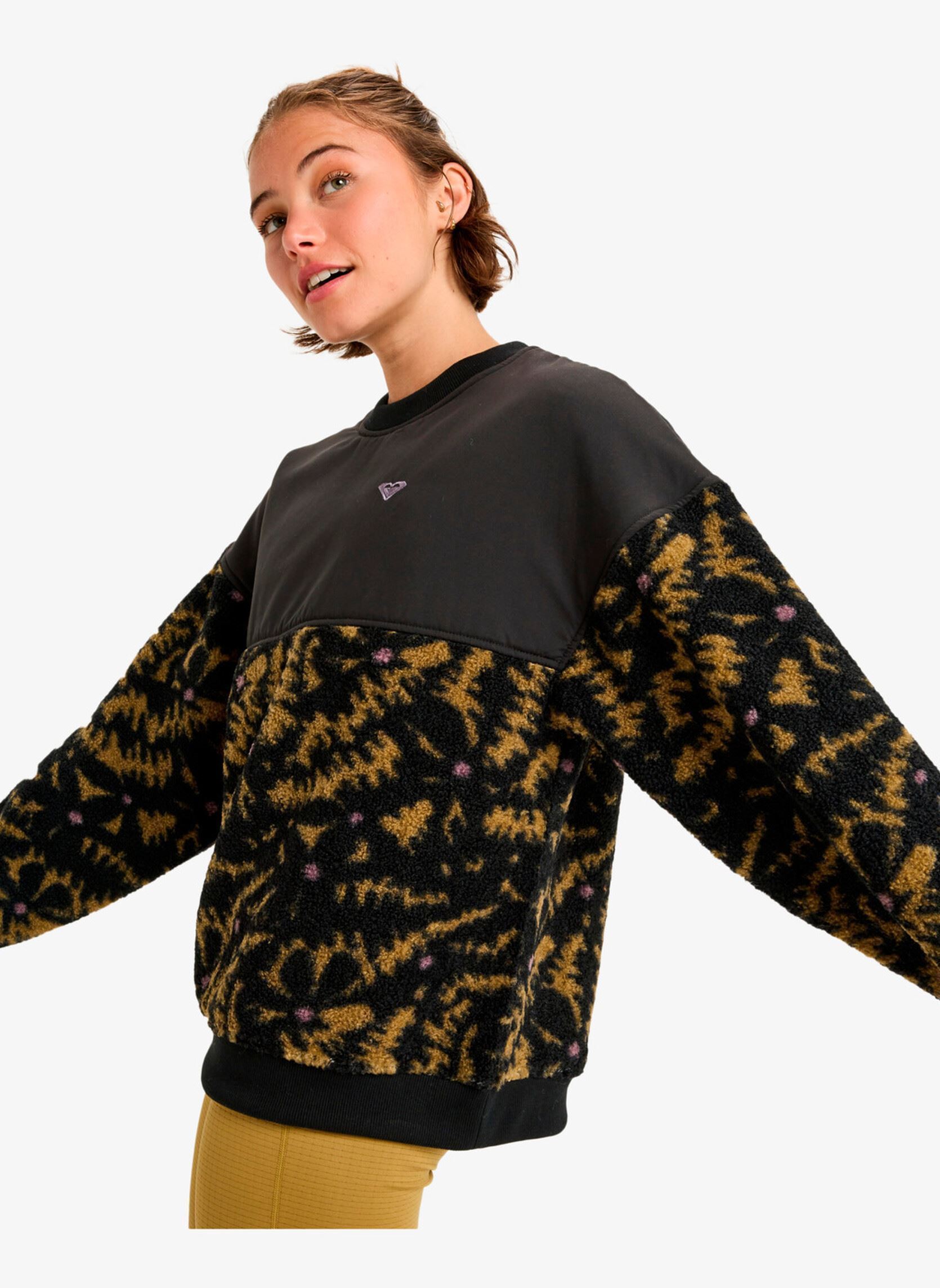 Pulls polaire Waves Of Warmth Layered Crew femme noir Roxy Pulls polaire Waves Of Warmth Layered Crew femme noir ANTHRACITE BIG FLOWERS