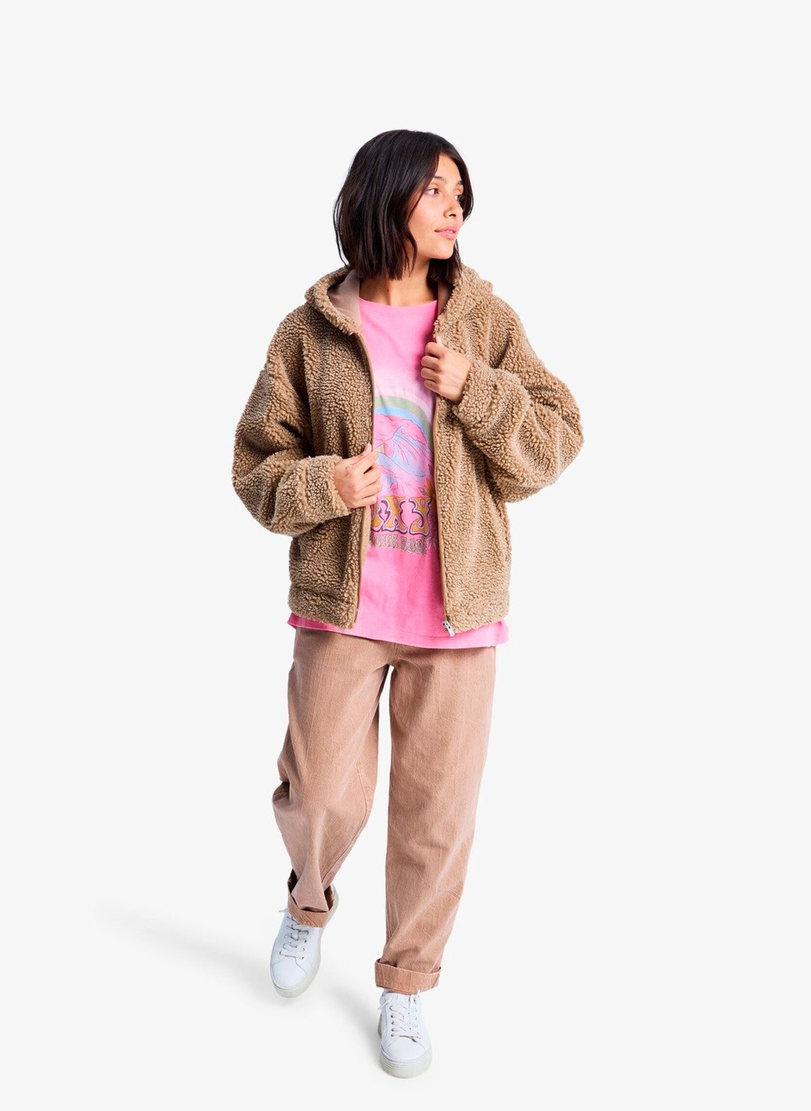 Fleece-Pullover City Track damen braun Roxy Fleece-Pullover City Track damen braun WOODSMOKE