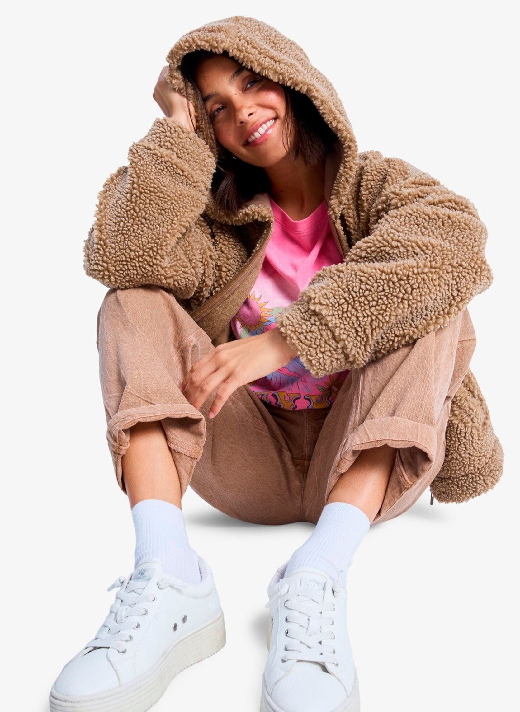 Fleece-Pullover City Track damen braun Roxy Fleece-Pullover City Track damen braun WOODSMOKE