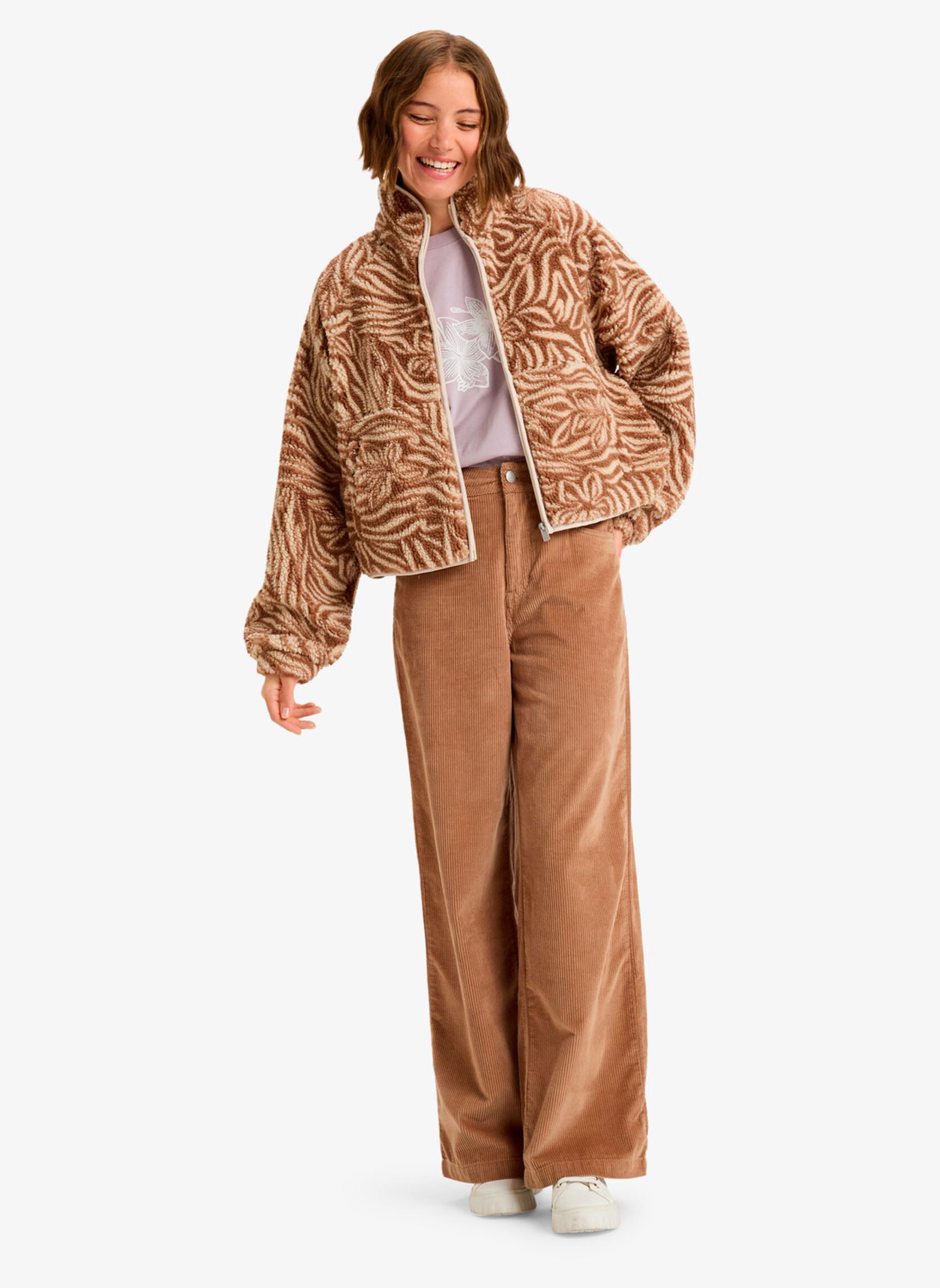 Fleece truien Blurry Cloud Print dames beige Roxy Fleece truien Blurry Cloud Print dames beige PARCHMENT ANIMAL FLORAL BIG