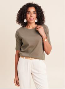 Tee-shirts TECOLTINEW femme vert Bréal Tee-shirts TECOLTINEW femme vert Kaki