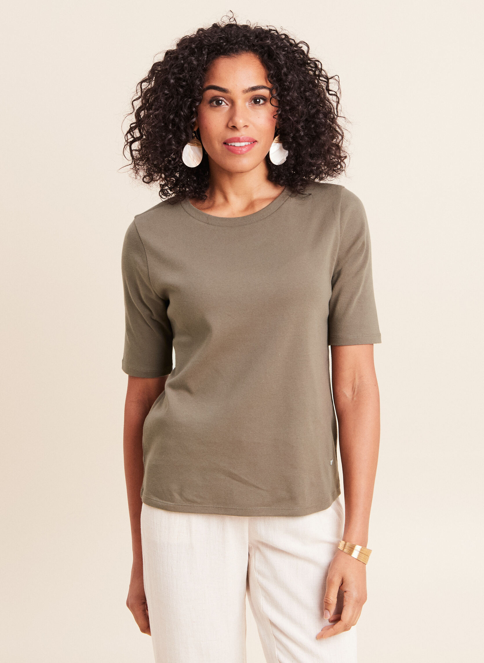 Tee-shirts TECOLTINEW femme vert Bréal Tee-shirts TECOLTINEW femme vert Kaki