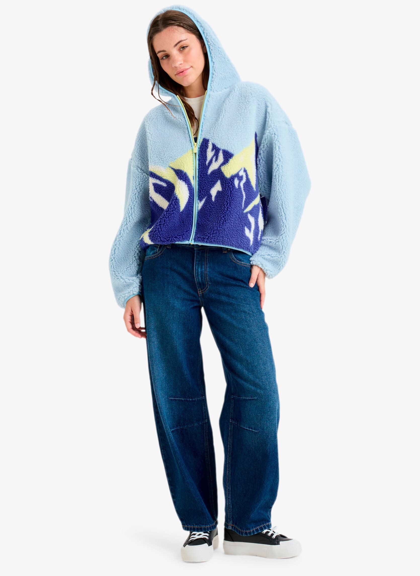 Fleece truien Chloe Kim Print Polar dames blauw Roxy Fleece truien Chloe Kim Print Polar dames blauw ICE WATER