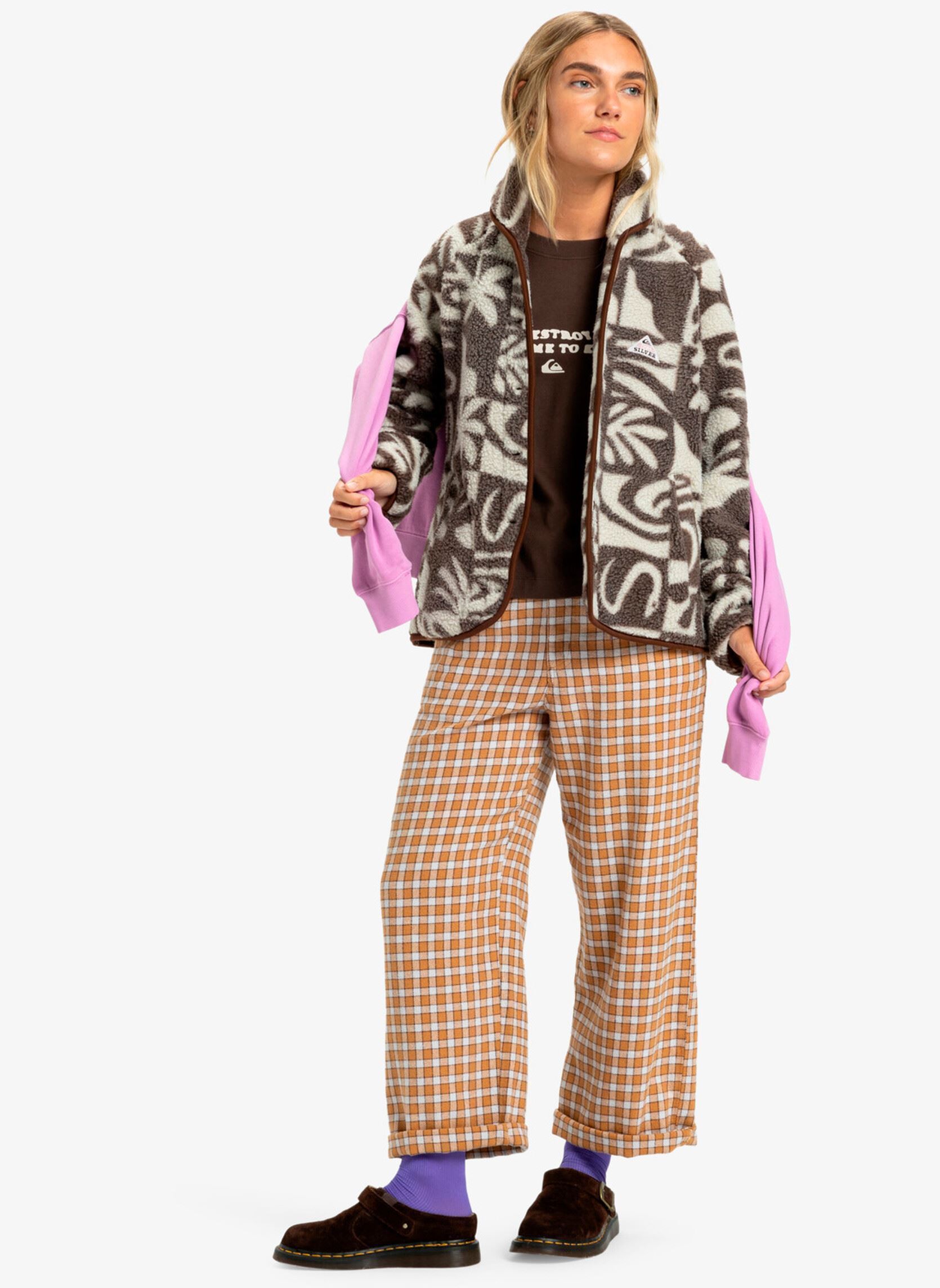 Fleece-Pullover Chalok Sherpa damen braun Quiksilver Fleece-Pullover Chalok Sherpa damen braun Chocolate Brown Chalok Checker