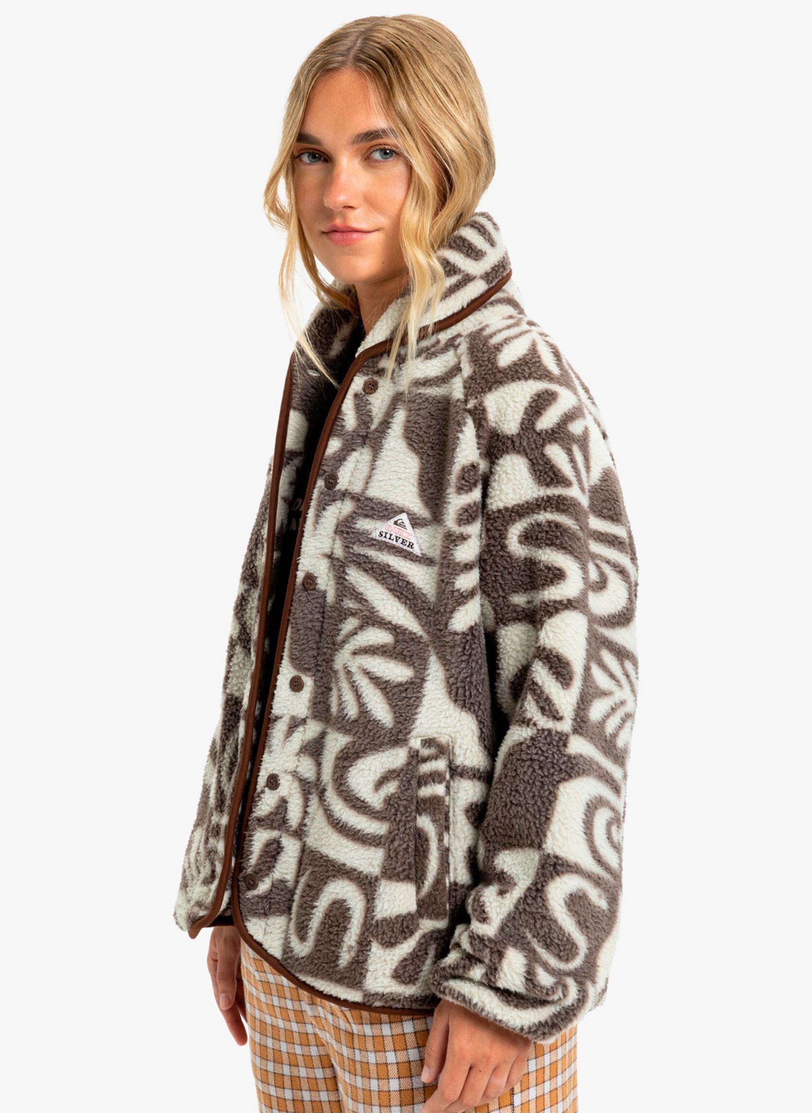 Fleece-Pullover Chalok Sherpa damen braun Quiksilver Fleece-Pullover Chalok Sherpa damen braun Chocolate Brown Chalok Checker