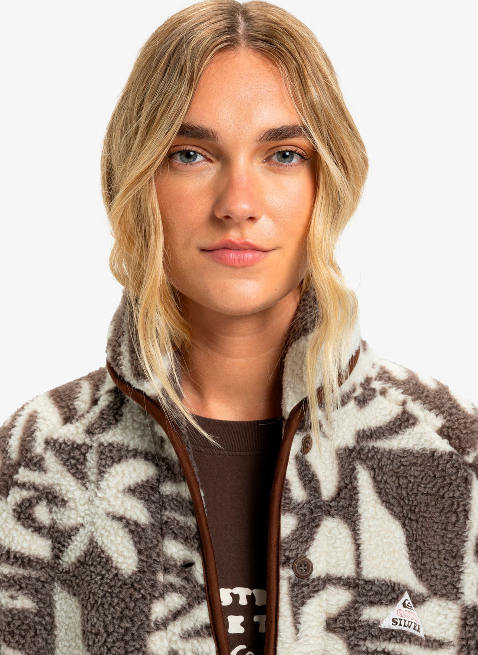 Fleece-Pullover Chalok Sherpa damen braun Quiksilver Fleece-Pullover Chalok Sherpa damen braun Chocolate Brown Chalok Checker