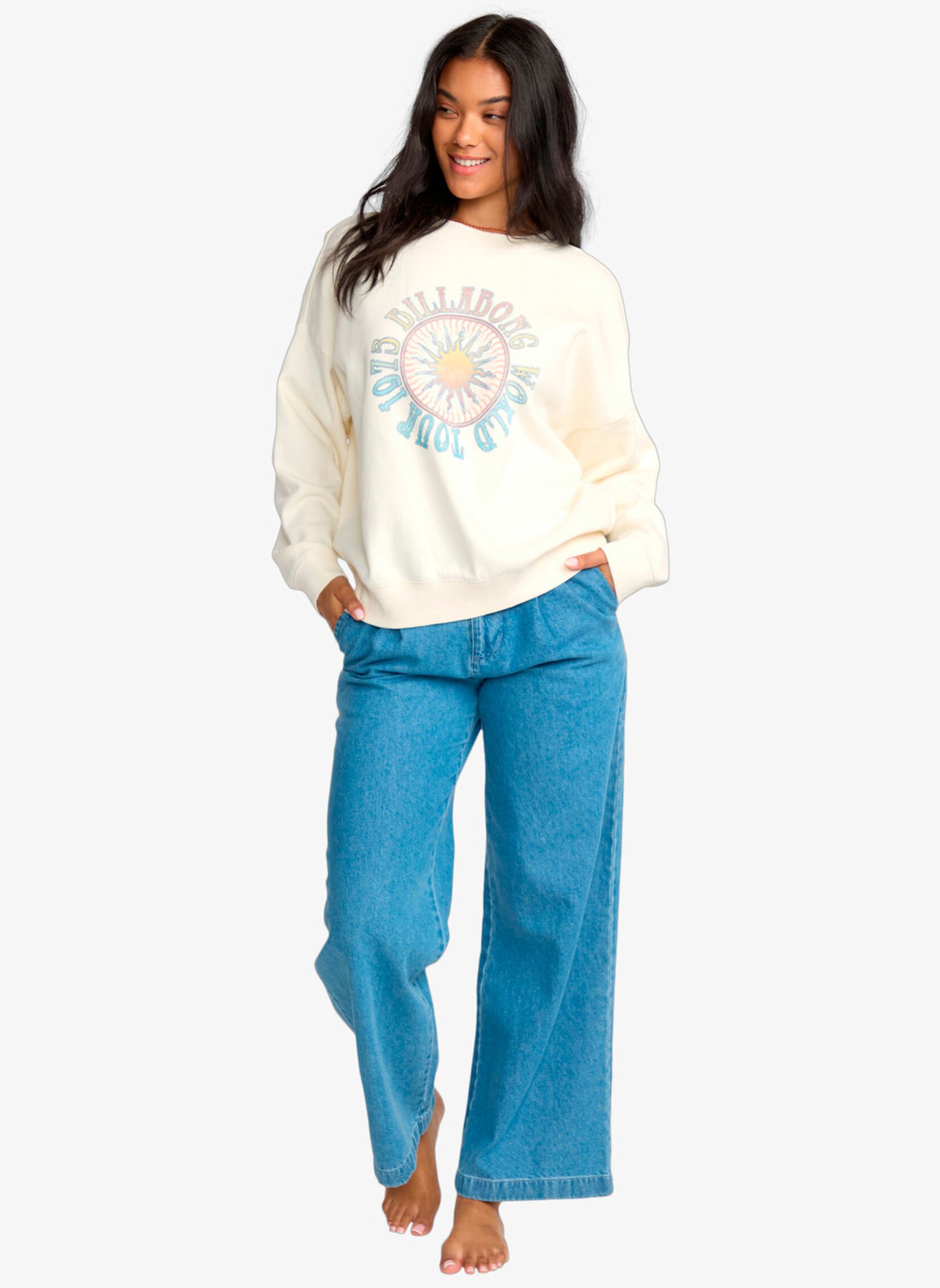 Sweater Echo Crew Flc dames wit Billabong Sweater Echo Crew Flc dames wit SALT CRYSTAL