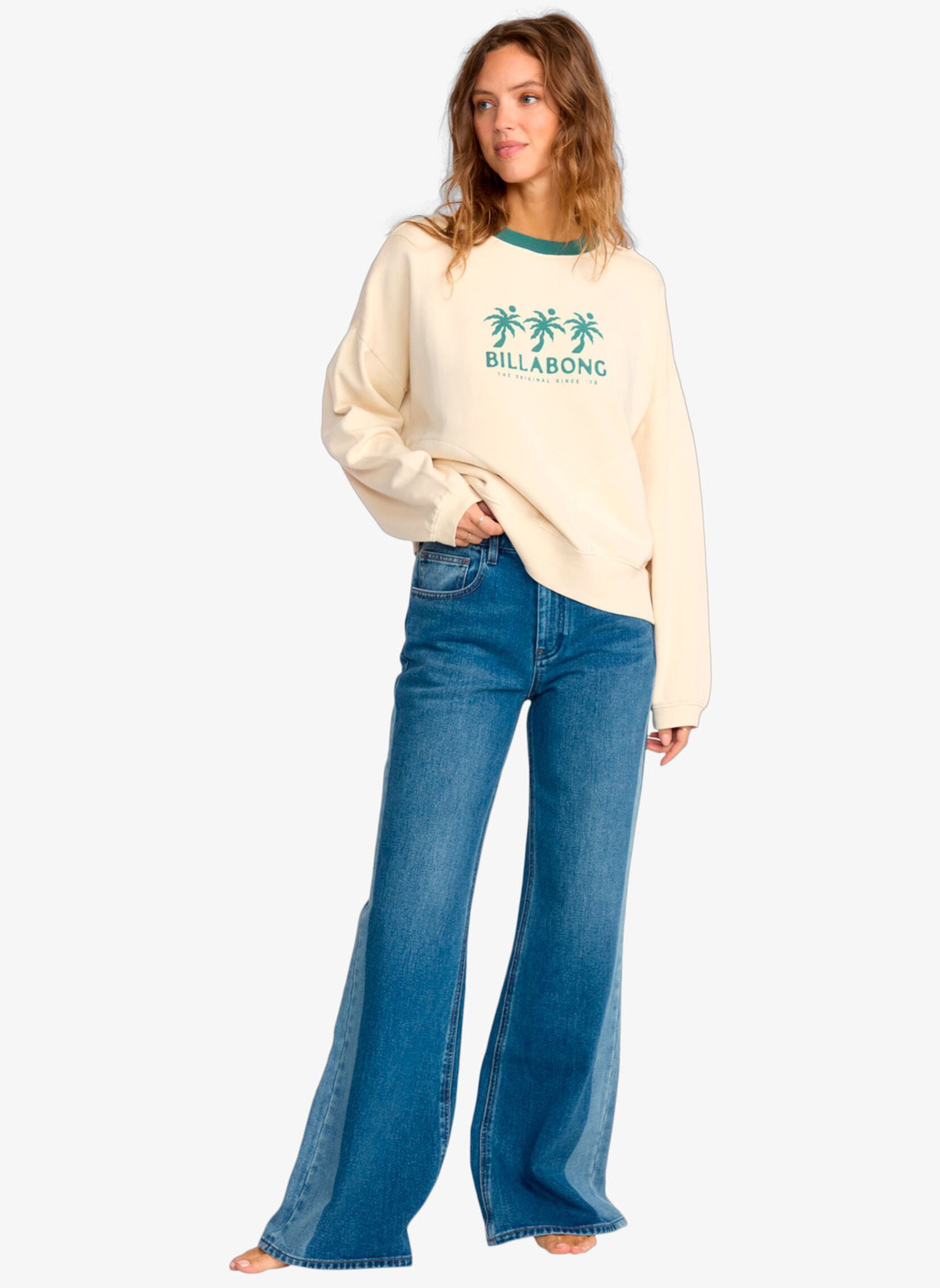 Sweater Triple Palms Crew Flc dames wit Billabong Sweater Triple Palms Crew Flc dames wit WHITECAP