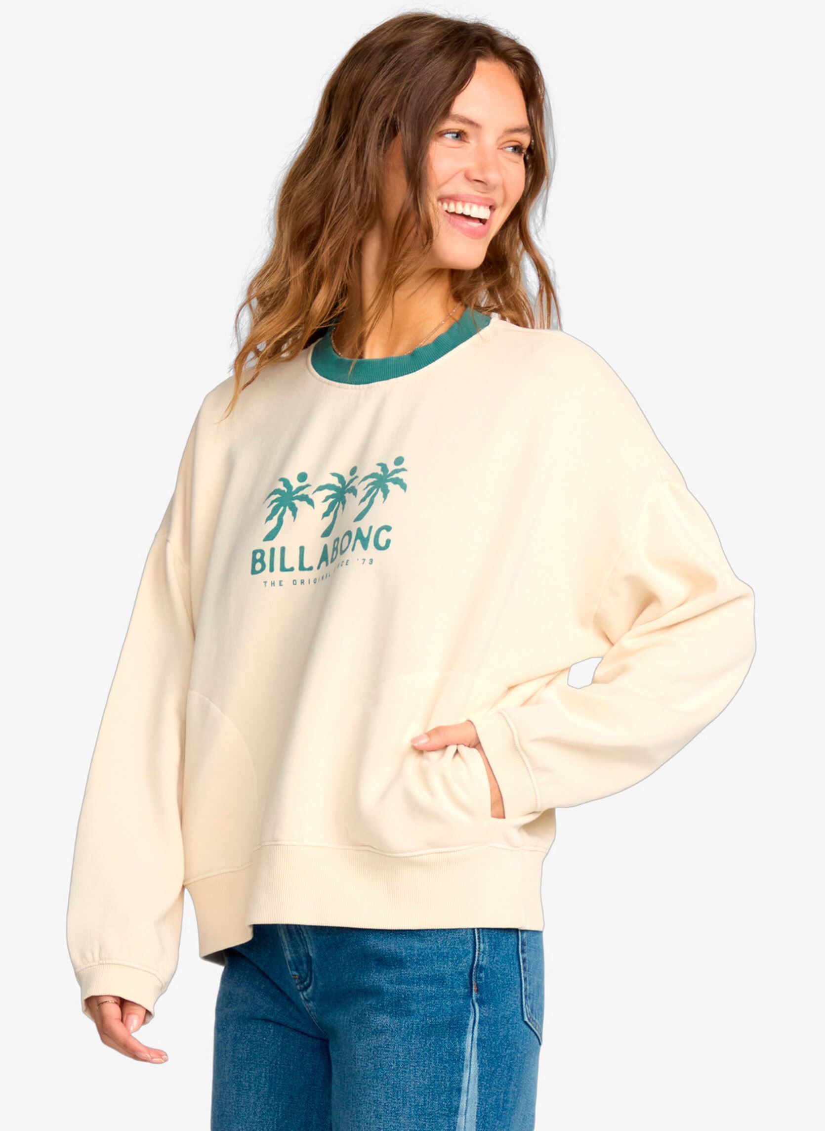 Sweater Triple Palms Crew Flc dames wit Billabong Sweater Triple Palms Crew Flc dames wit WHITECAP