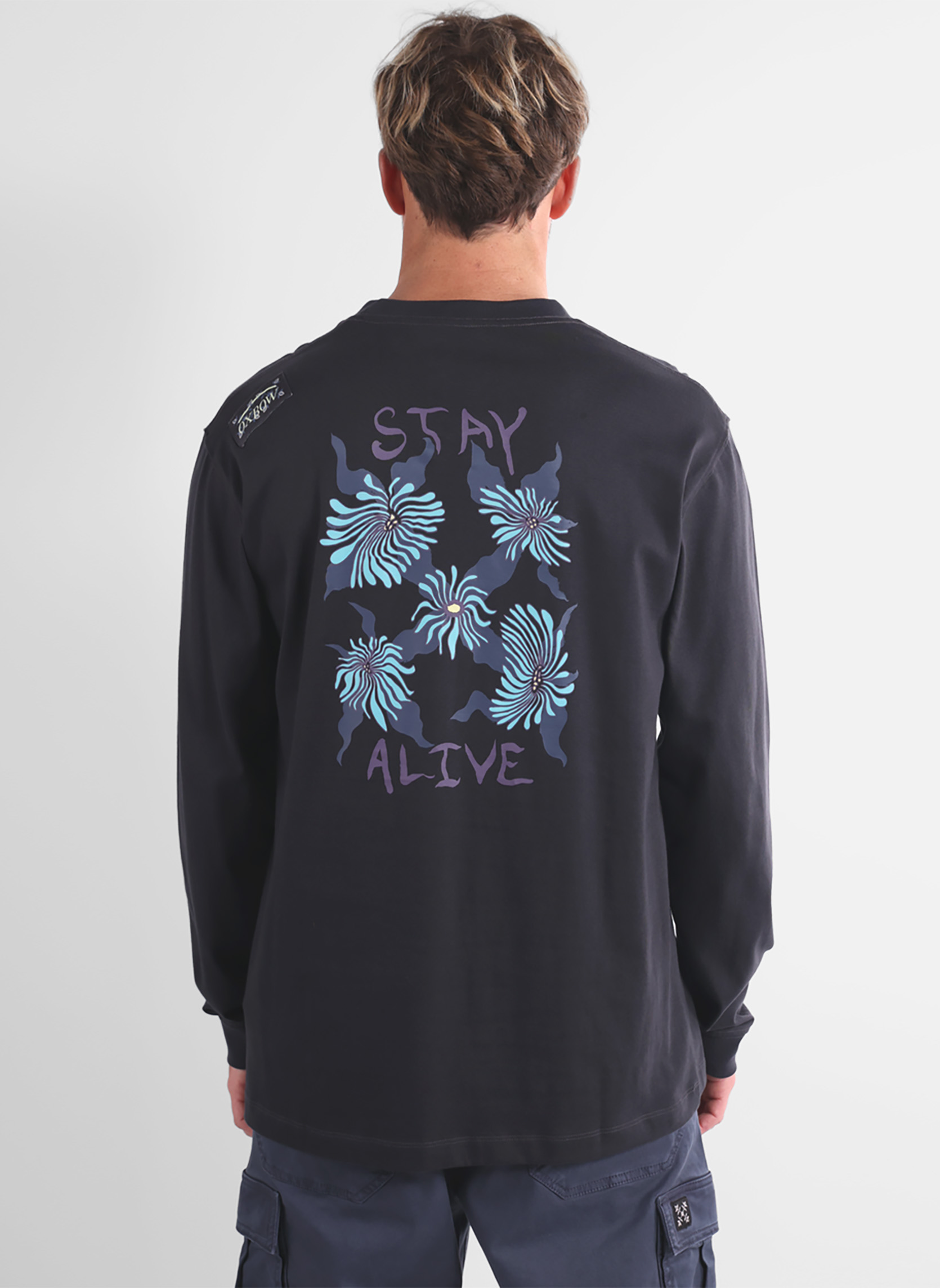 Tee-shirt Manches Longues OXBOW Eternal - Coton Bio Épais 220g, Col Rond, Motif Graphique Au Dos - Hiver 2025