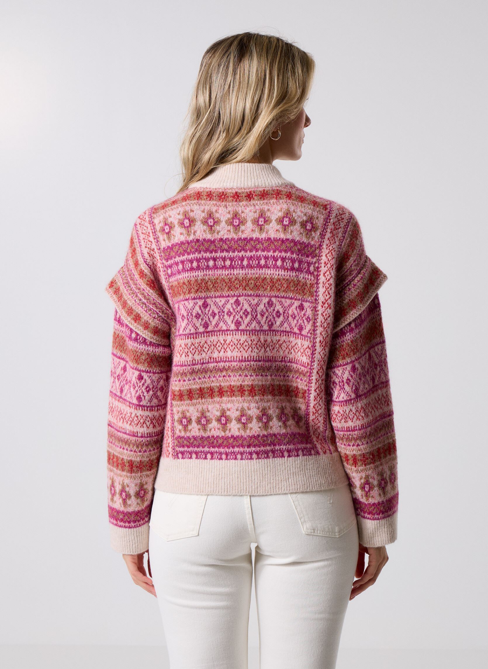 Pulls Coco femme rose Des Petits Hauts Pulls Coco femme rose Jacquard Loup