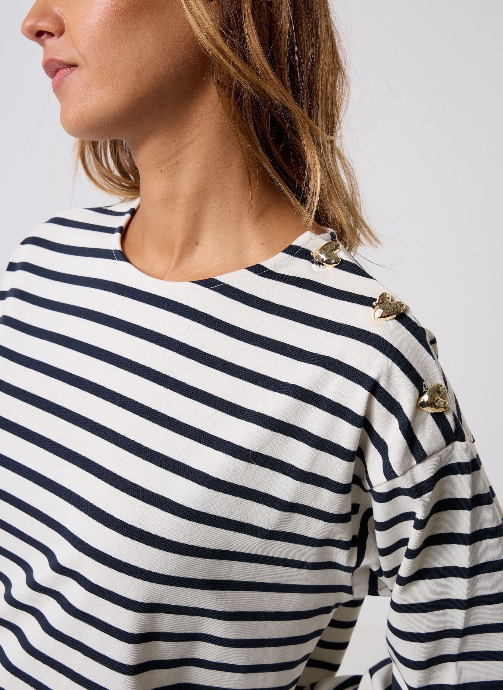 Tee-shirts manches longues Filoute femme blanc Des Petits Hauts Tee-shirts manches longues Filoute femme blanc Ecru/Marine
