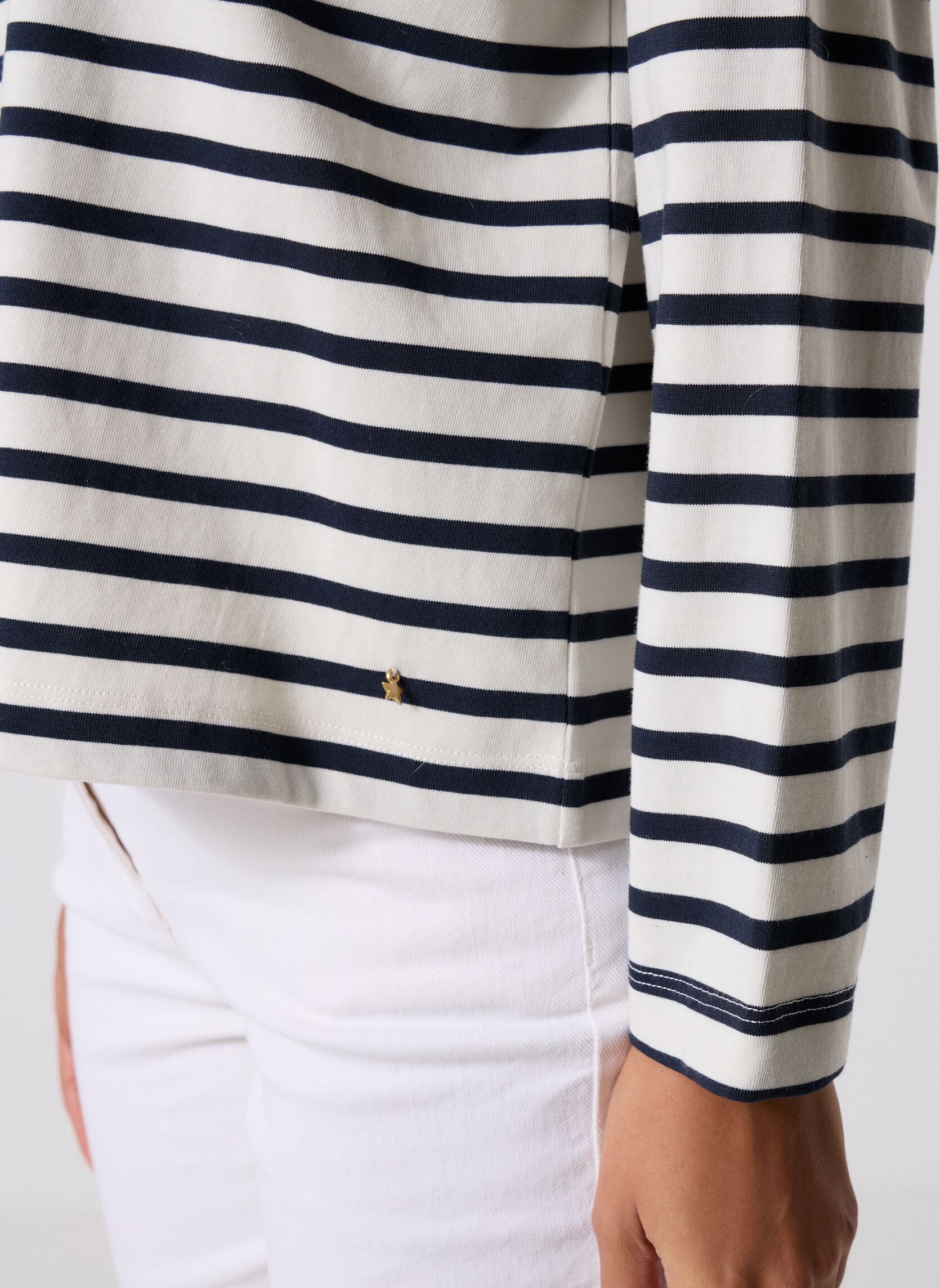Tee-shirts manches longues Filoute femme blanc Des Petits Hauts Tee-shirts manches longues Filoute femme blanc Ecru/Marine