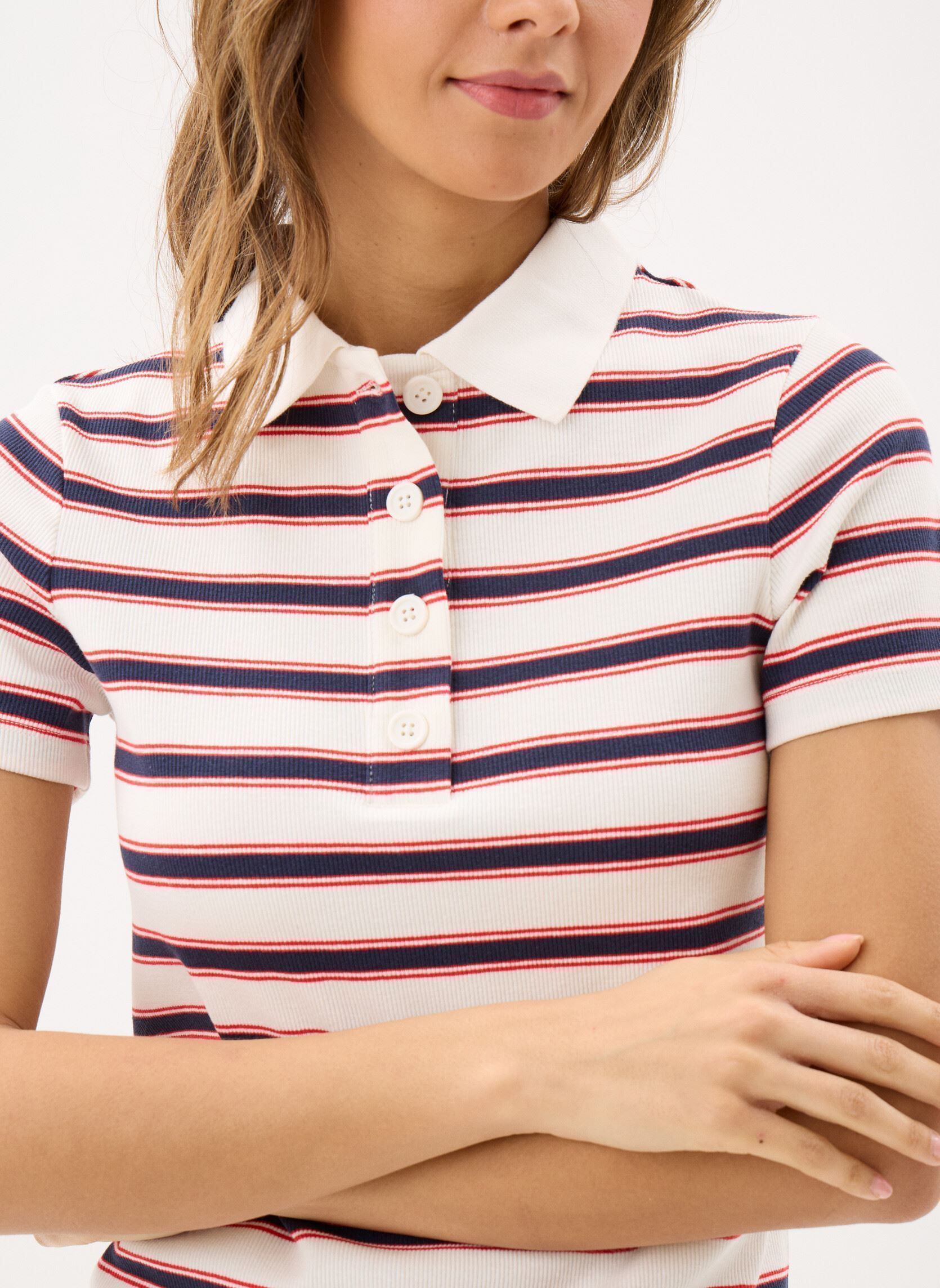 Polos manches courtes T-POLO-RAYE femme rouge MADE BY Polos manches courtes T-POLO-RAYE femme rouge RAY-TRIPOLO-R