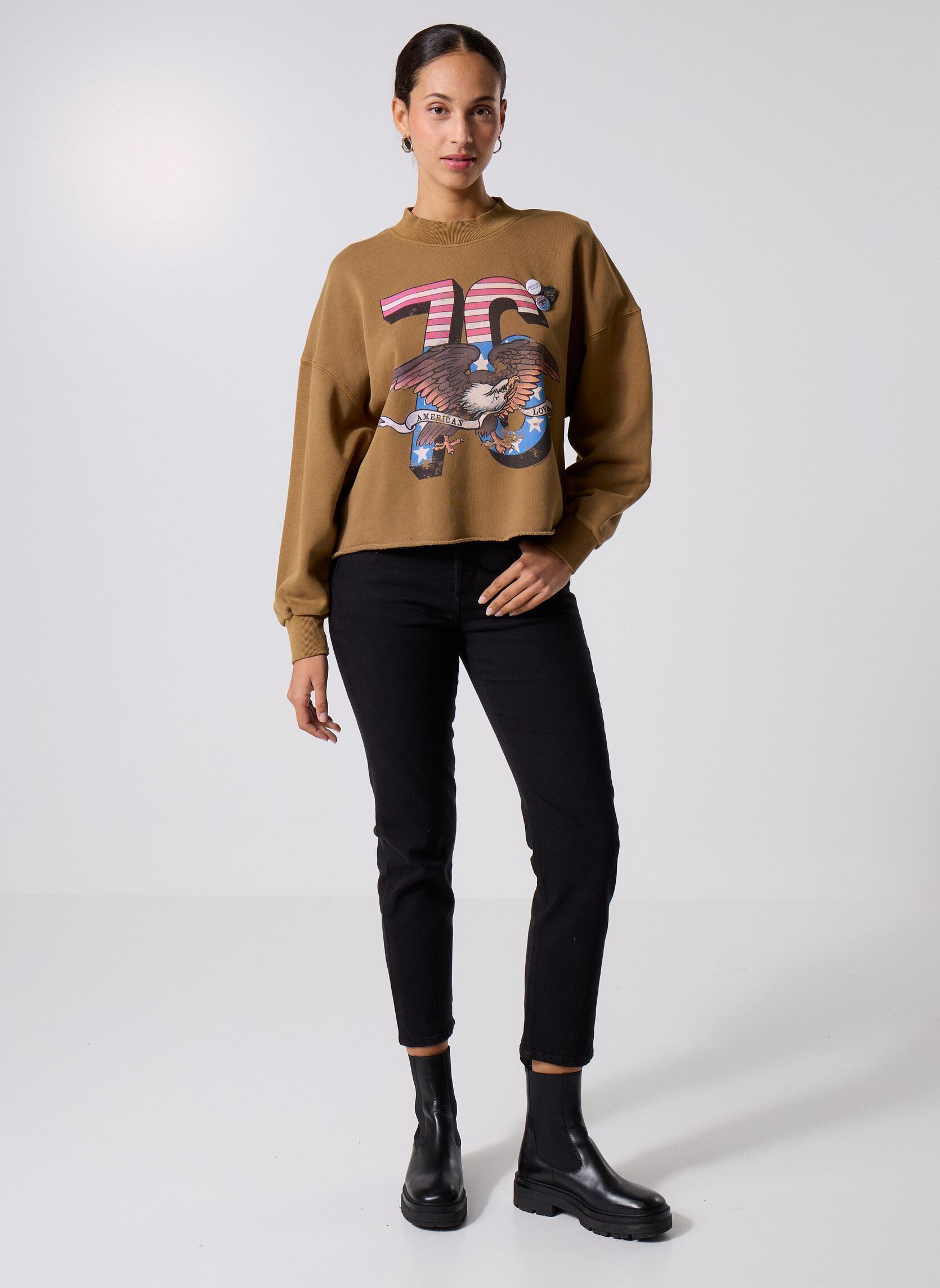Felpe SWEATSHIRT PORTER LOVELAND donna marrone Newtone Felpe SWEATSHIRT PORTER LOVELAND donna marrone HAVANE