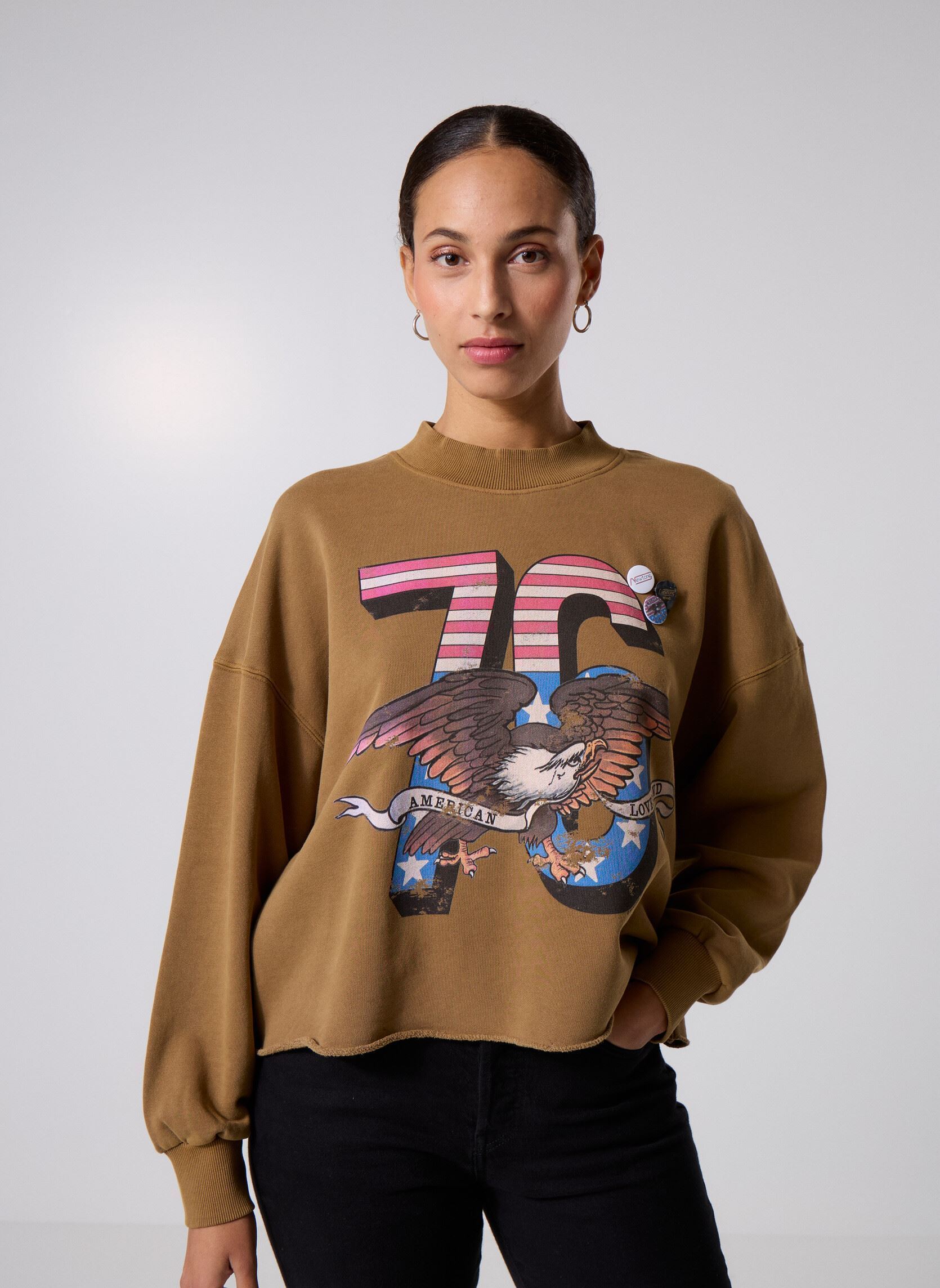 Felpe SWEATSHIRT PORTER LOVELAND donna marrone Newtone Felpe SWEATSHIRT PORTER LOVELAND donna marrone HAVANE
