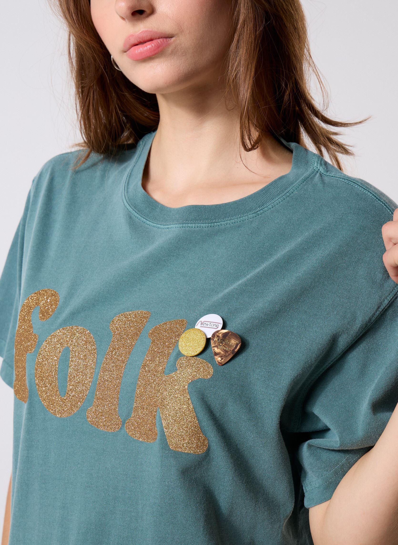 Tee-shirts manches courtes TSHIRT TRUCKER FOLK femme vert Newtone Tee-shirts manches courtes TSHIRT TRUCKER FOLK femme vert FOREST