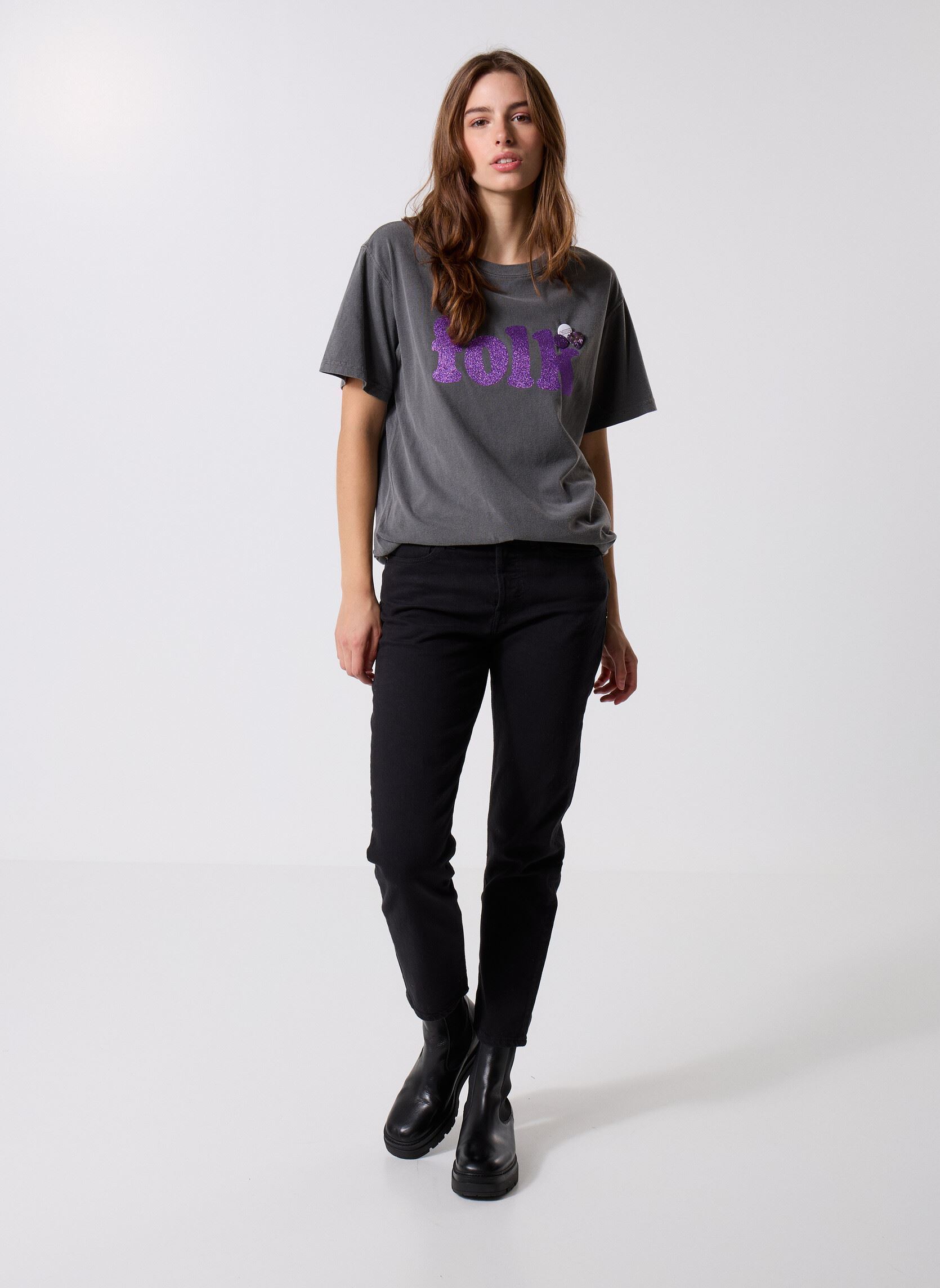 Tee-shirts manches courtes TSHIRT TRUCKER FOLK femme gris Newtone Tee-shirts manches courtes TSHIRT TRUCKER FOLK femme gris PEPPER