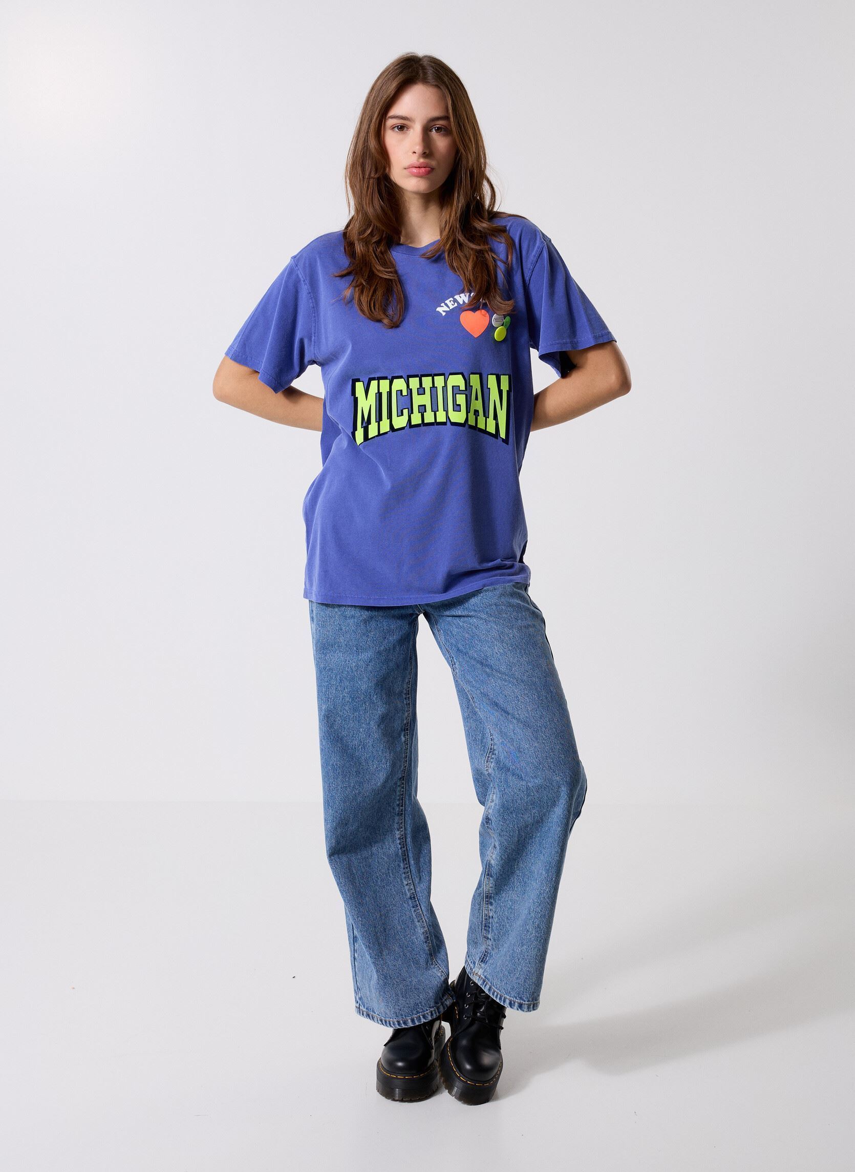 Kurzarm-T-Shirts TSHIRT TRUCKER NWTLOVE damen blau Newtone Kurzarm-T-Shirts TSHIRT TRUCKER NWTLOVE damen blau FLOBLUE