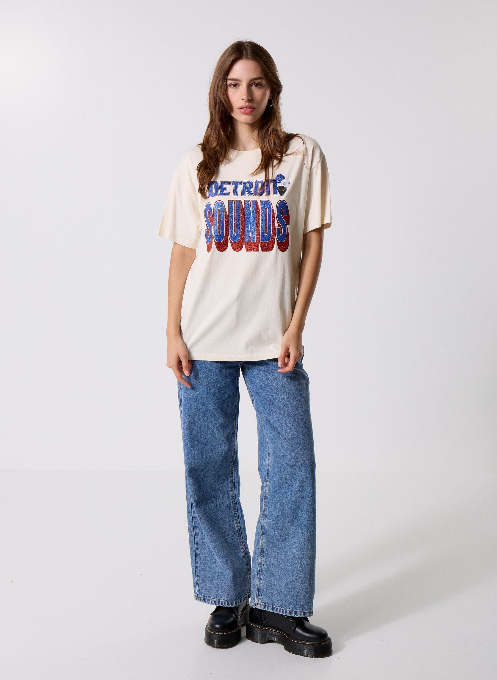 Tee-shirts manches courtes TSHIRT TRUCKER SONG femme blanc Newtone Tee-shirts manches courtes TSHIRT TRUCKER SONG femme blanc NATURAL