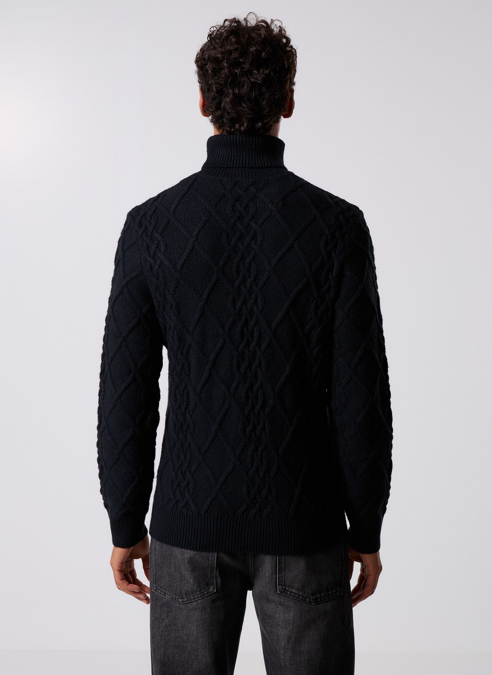 Pulls MON-PULL-TORSADE-COL ROULE homme noir Marvin&Co Pulls MON-PULL-TORSADE-COL ROULE homme noir Black Beauty