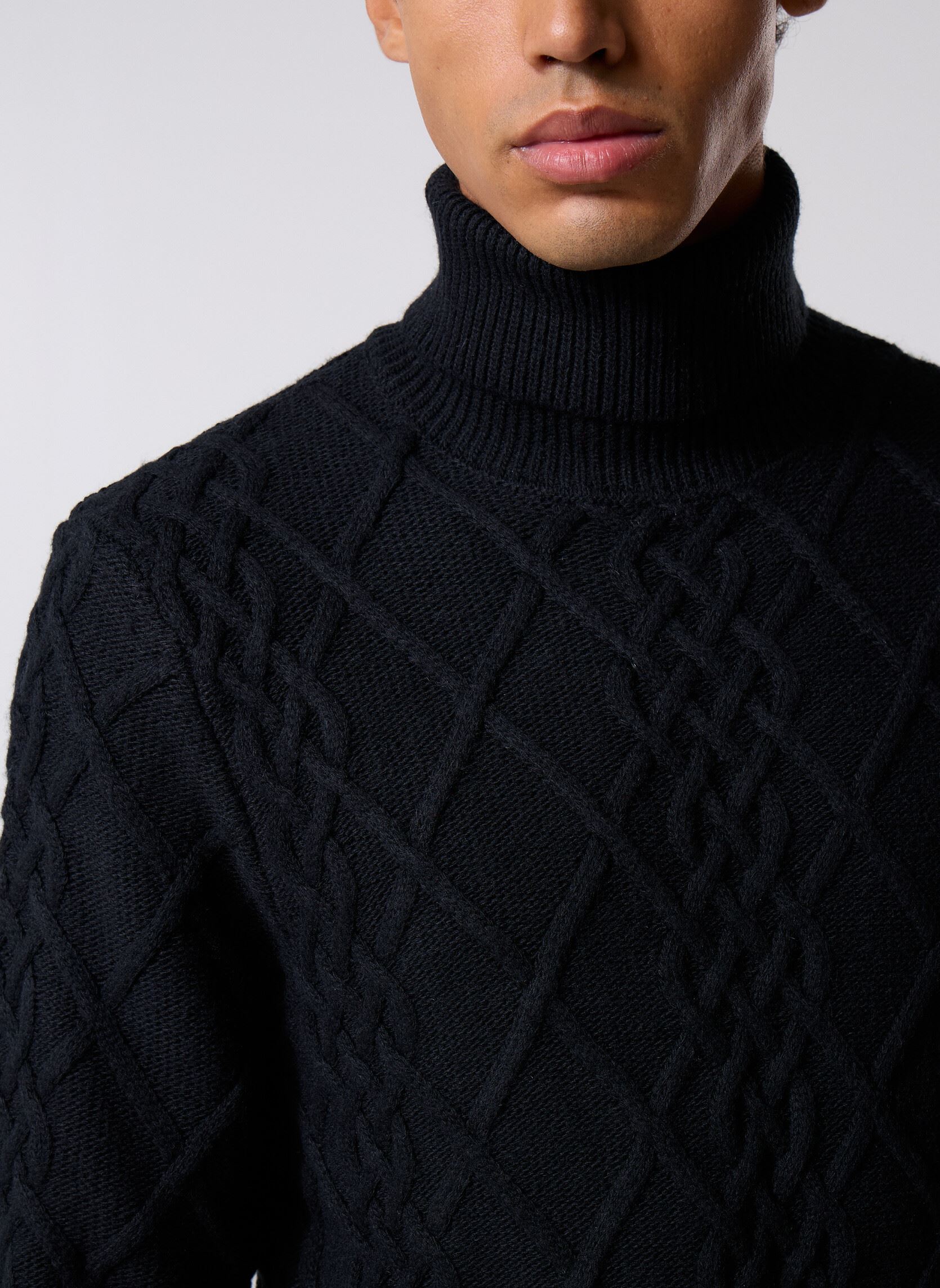 Pulls MON-PULL-TORSADE-COL ROULE homme noir Marvin&Co Pulls MON-PULL-TORSADE-COL ROULE homme noir Black Beauty