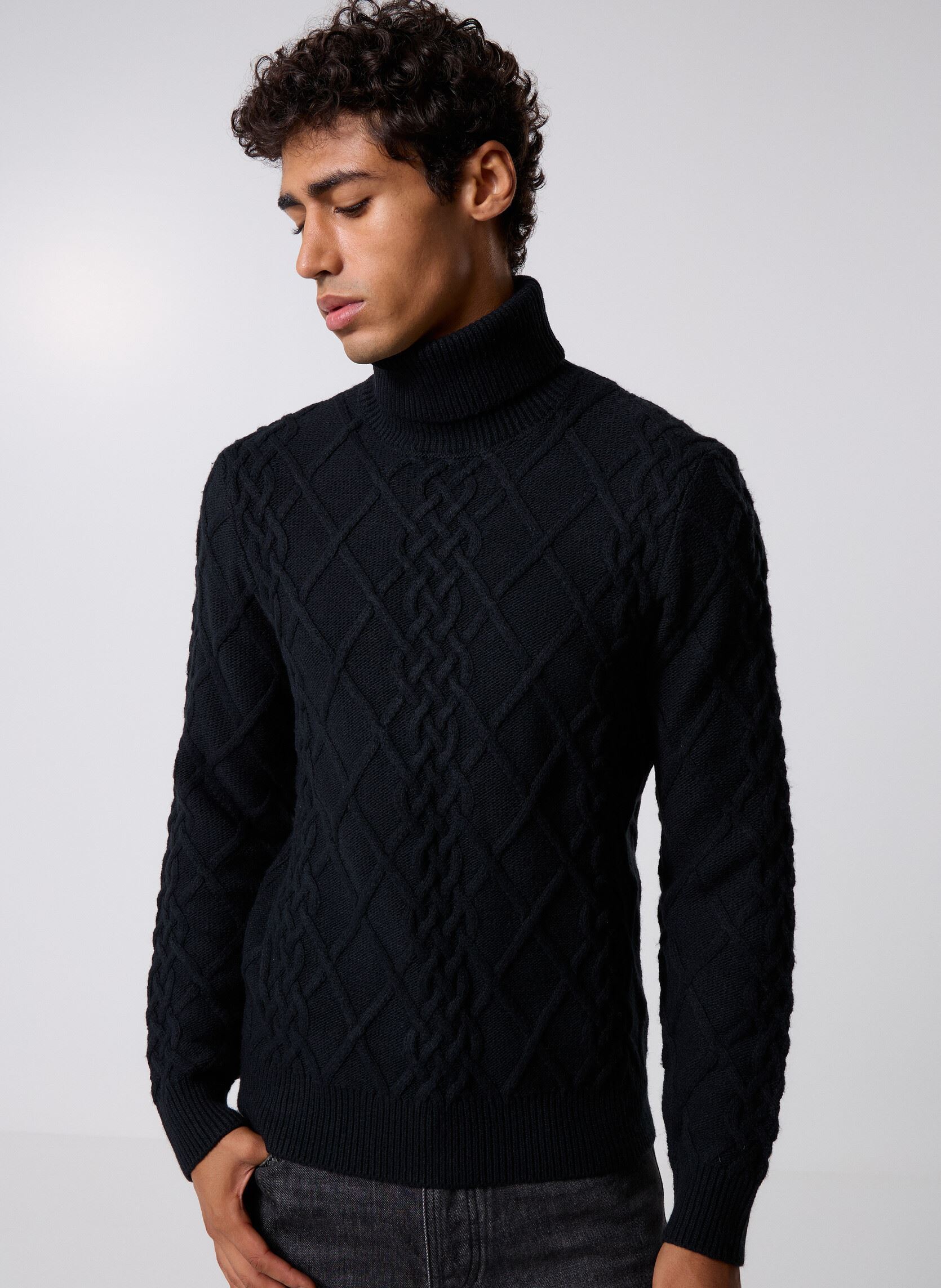 Pulls MON-PULL-TORSADE-COL ROULE homme noir Marvin&Co Pulls MON-PULL-TORSADE-COL ROULE homme noir Black Beauty