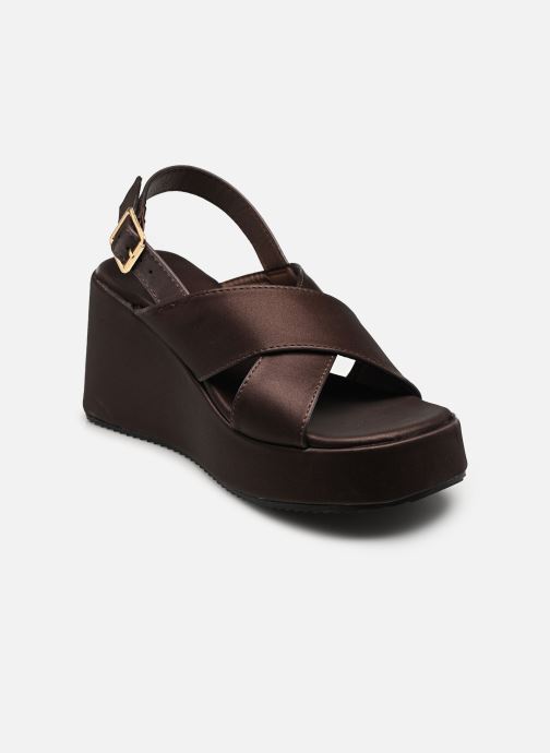 MADE BY Sandalen met sleehak en plateau THBLOC dames bruin
