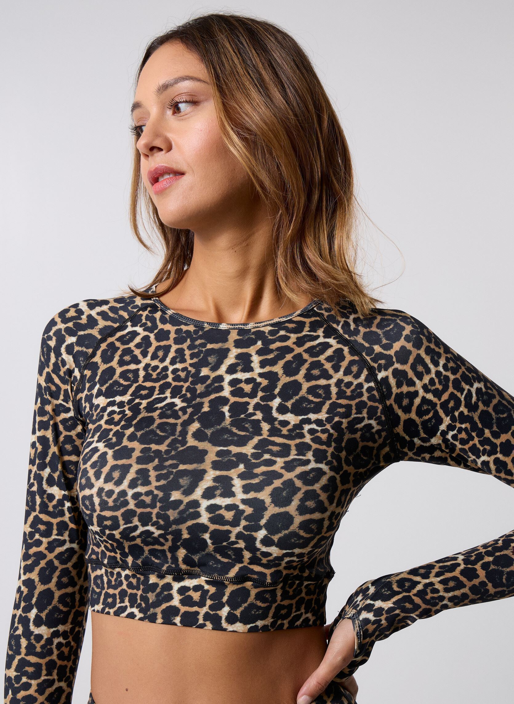 Tee-shirts manches longues Yoga Long Sleeve Top femme marron Arizona Love Tee-shirts manches longues Yoga Long Sleeve Top femme marron LEOPARD