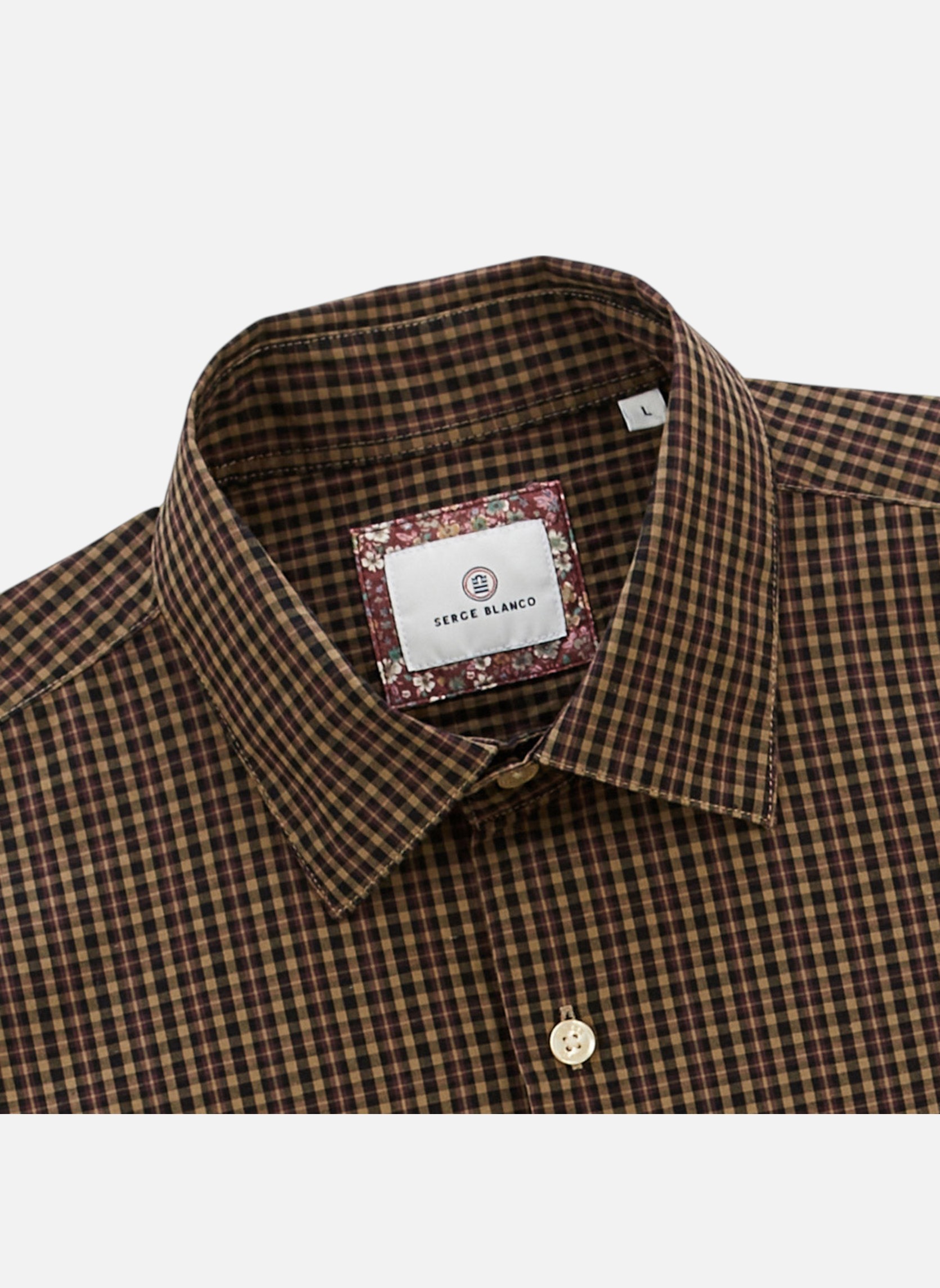 Chemise manches longues cintrée en sergé teint en pièce Bleu Bleu
