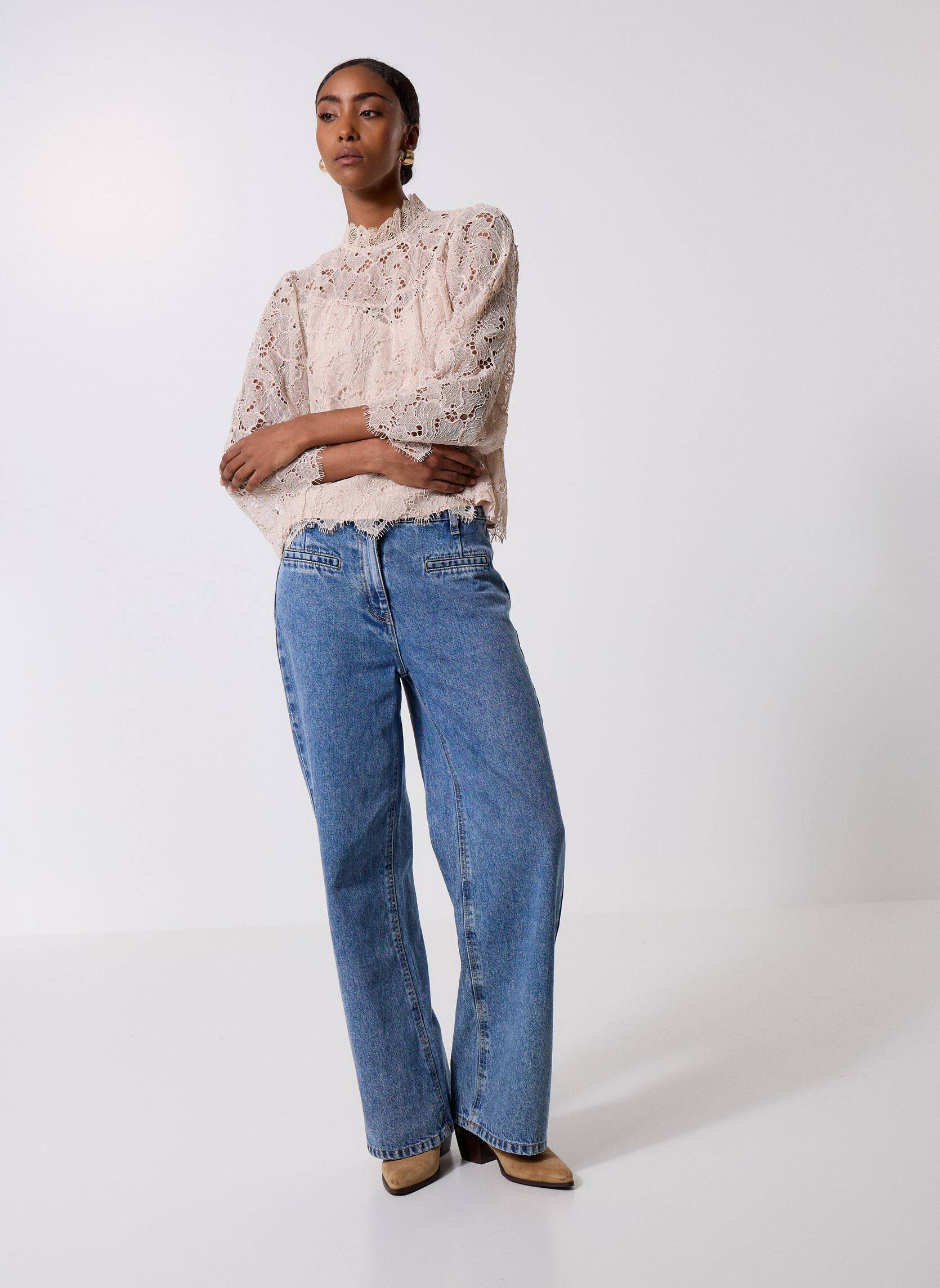 Blouses met lange mouwen Lucia dames wit Suncoo Blouses met lange mouwen Lucia dames wit Creme