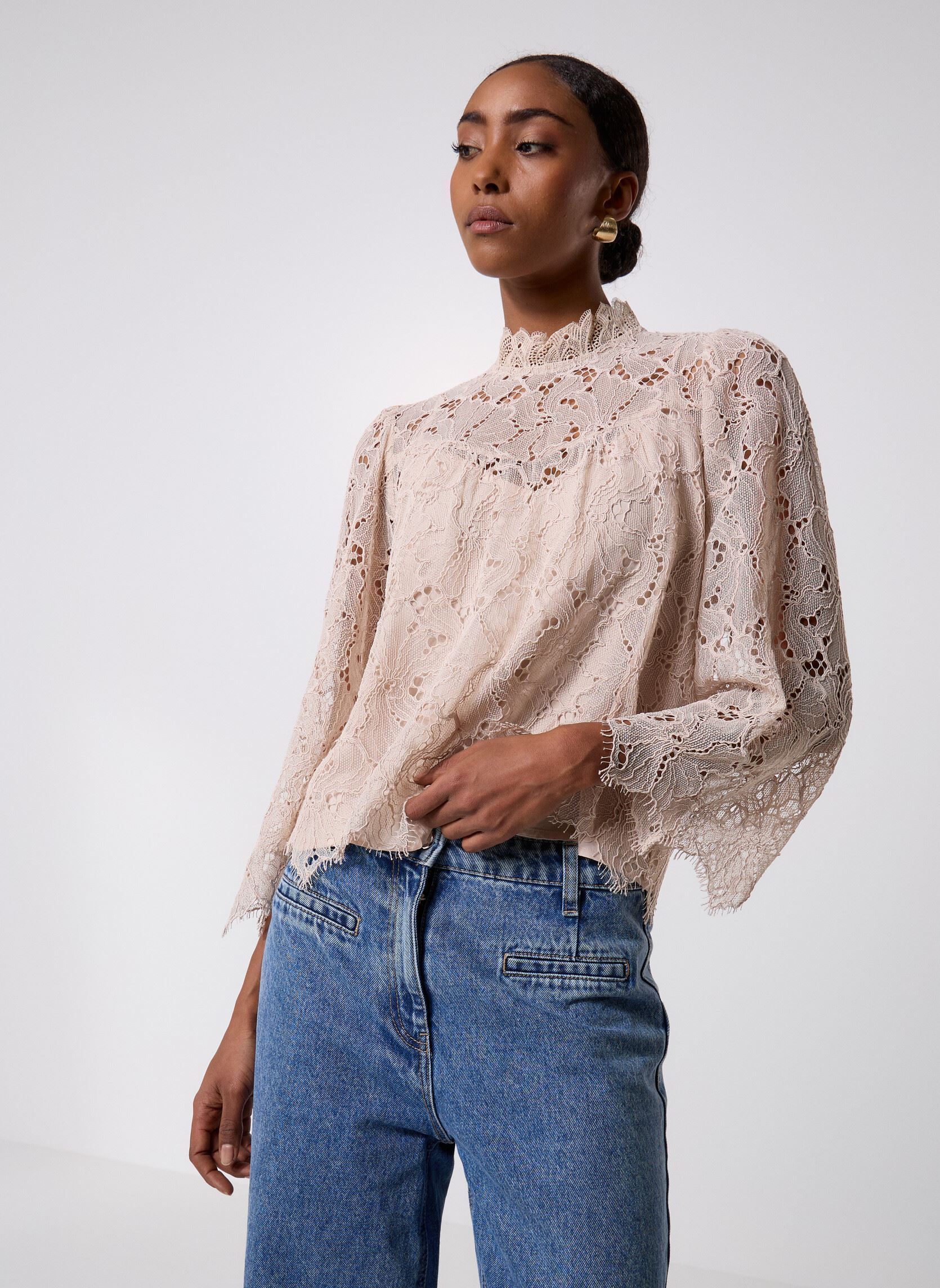 Blouses met lange mouwen Lucia dames wit Suncoo Blouses met lange mouwen Lucia dames wit Creme