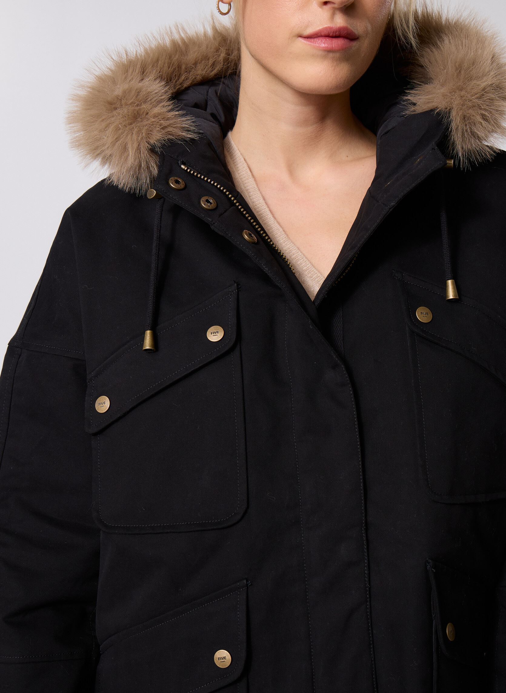 Winterjas 31576 Petra Parka dames zwart Five Jeans Winterjas 31576 Petra Parka dames zwart NIGHT