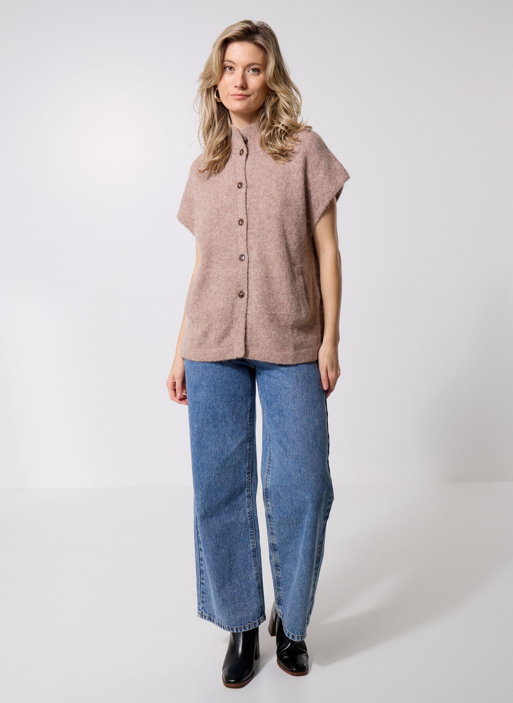 Strickjacken und Westen Gw2513 Gilet damen braun Five Jeans Strickjacken und Westen Gw2513 Gilet damen braun CAPPUCCINO