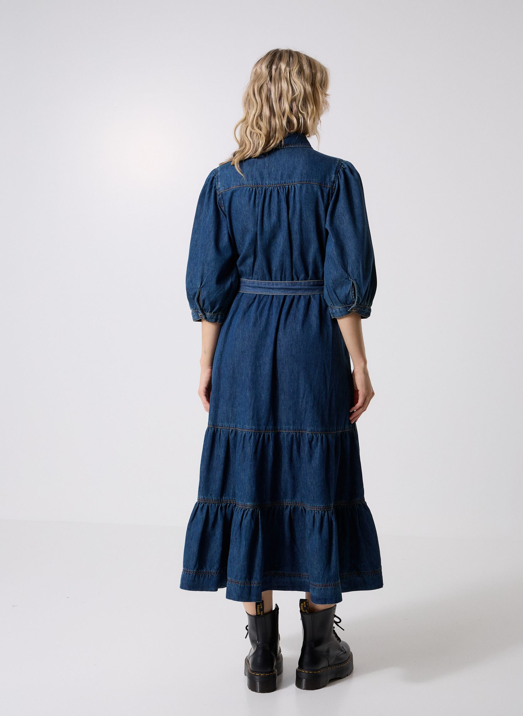 Lange Kleider Clarck damen blau Suncoo Lange Kleider Clarck damen blau BLEU JEANS