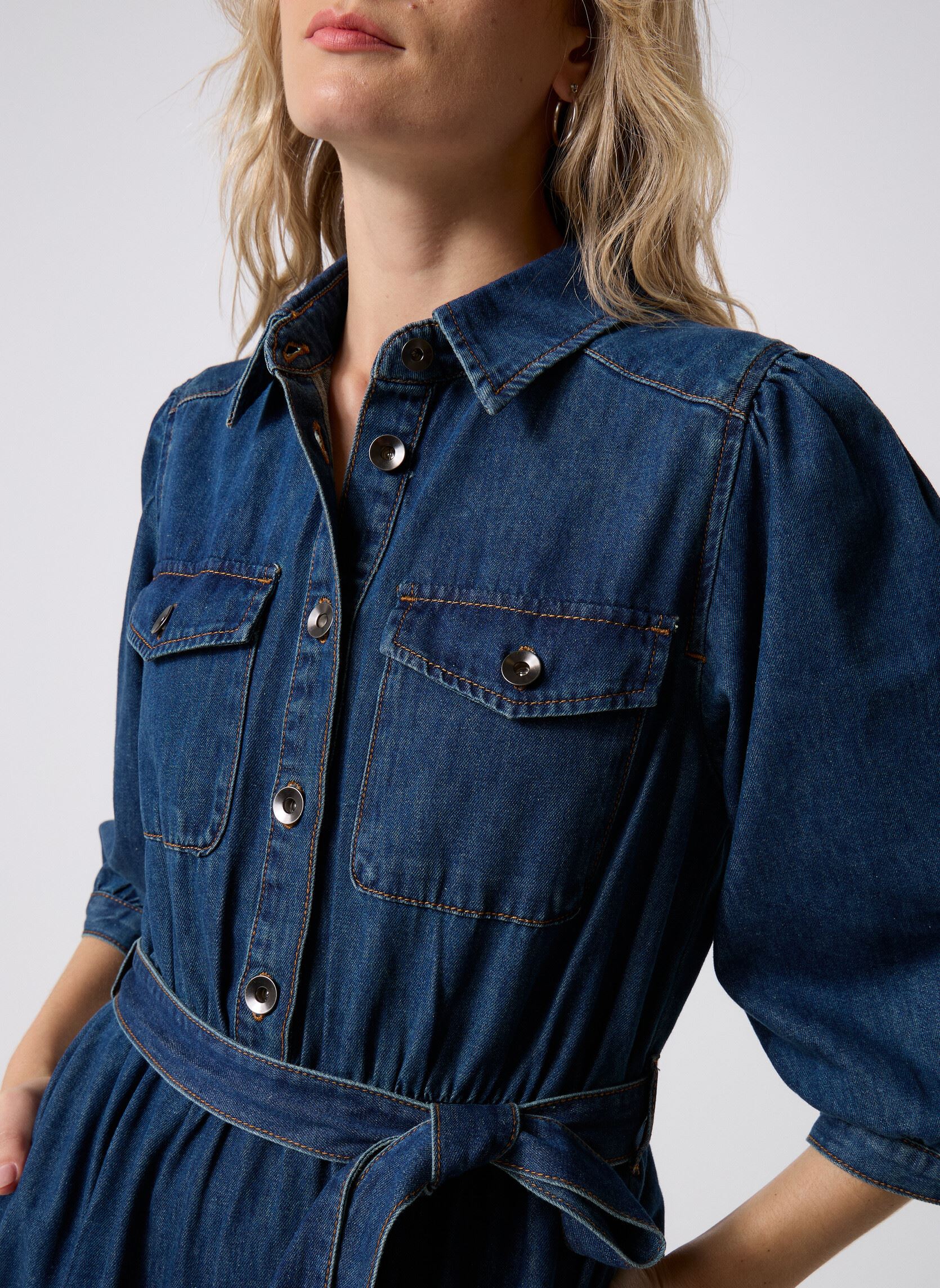 Lange Kleider Clarck damen blau Suncoo Lange Kleider Clarck damen blau BLEU JEANS