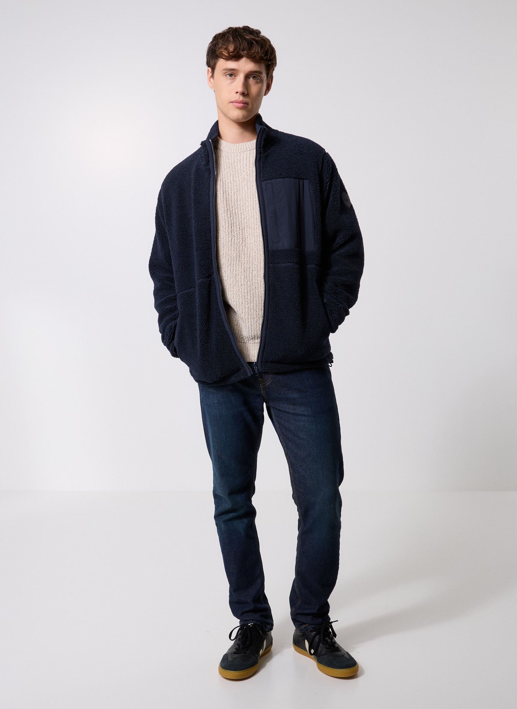 Chaussures bateau en cuir bleu marine homme | La Halle