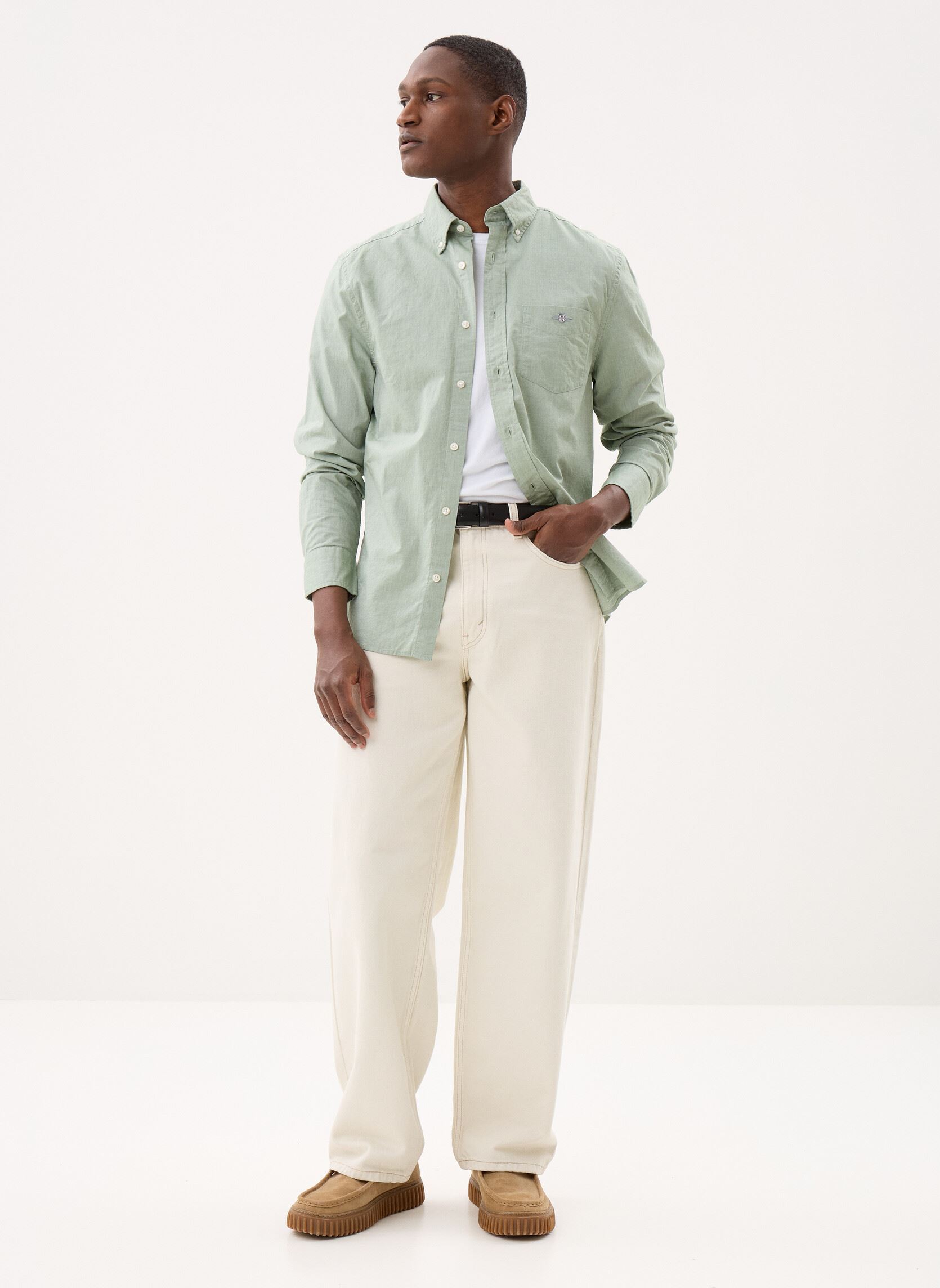 Hemden Reg Classic Poplin Shirt heren groen GANT Hemden Reg Classic Poplin Shirt heren groen HERB GREEN