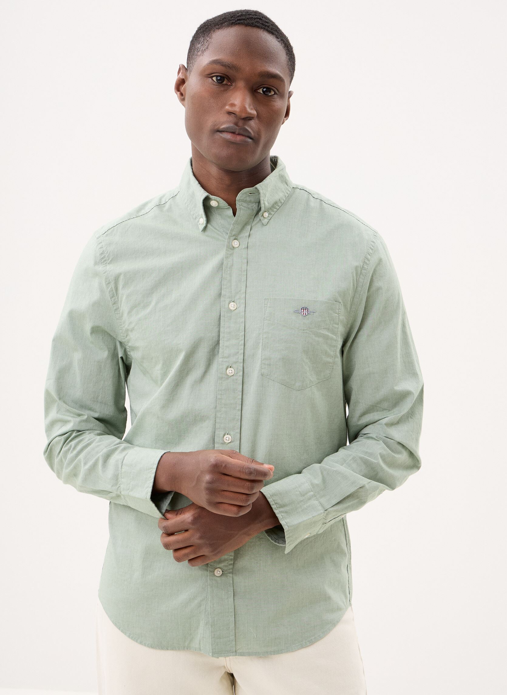 Hemden Reg Classic Poplin Shirt heren groen GANT Hemden Reg Classic Poplin Shirt heren groen HERB GREEN