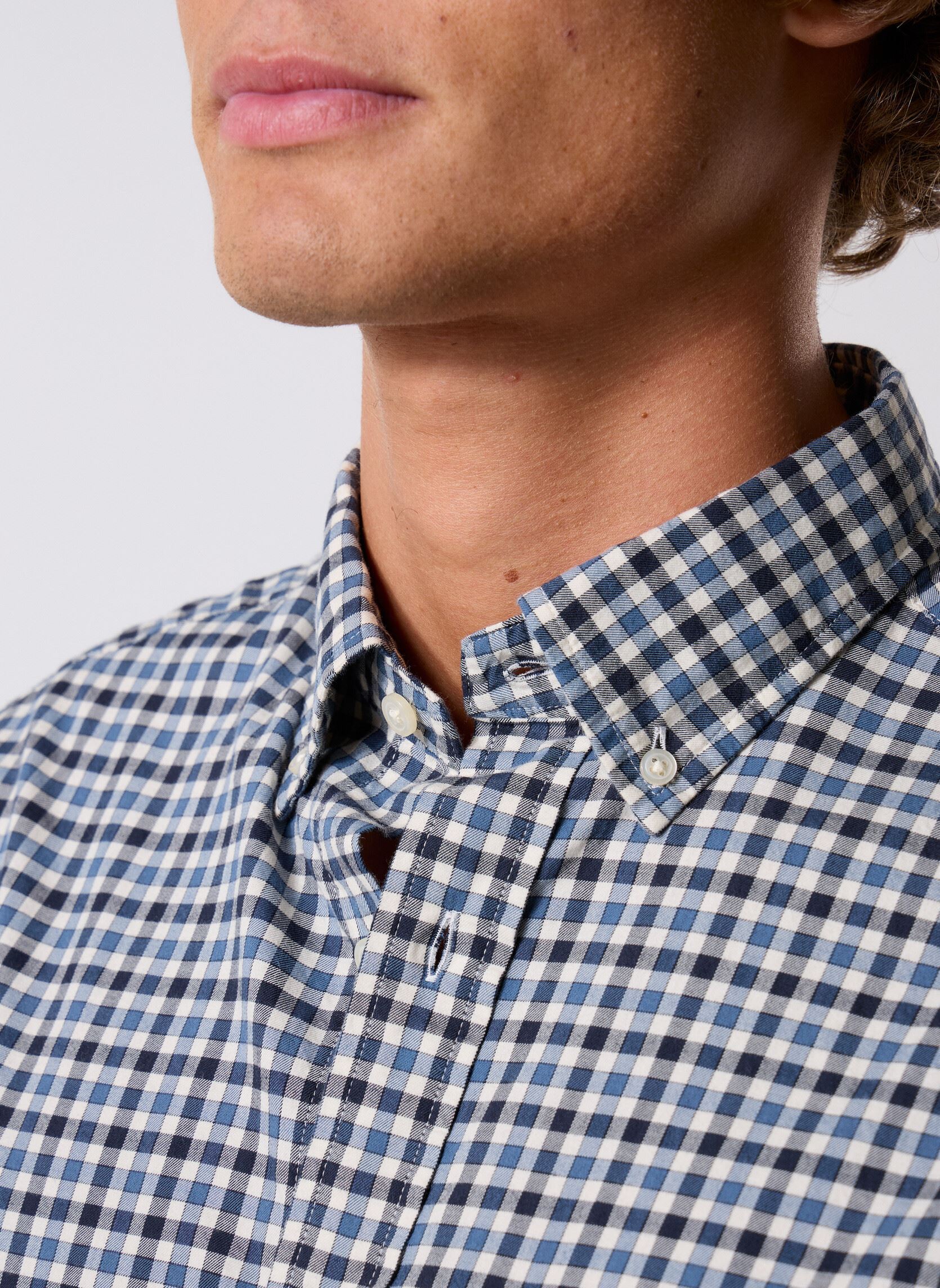 Hemden Reg Twill Gingham Shirt heren blauw GANT Hemden Reg Twill Gingham Shirt heren blauw NAVAL BLUE