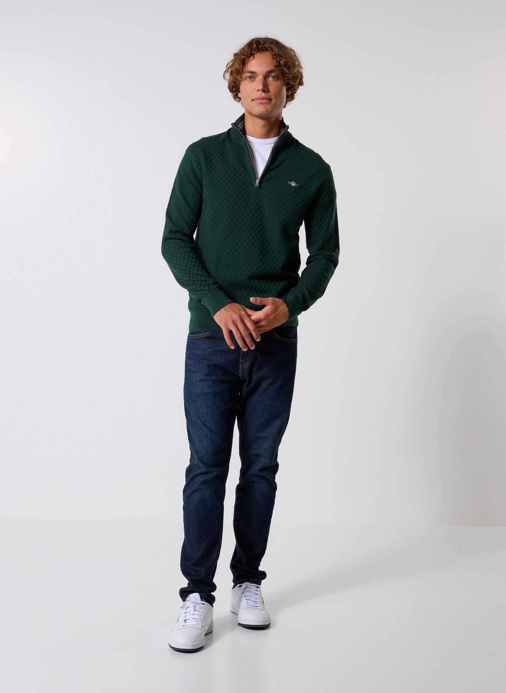 Pulls Micro Texture Hz homme vert GANT Pulls Micro Texture Hz homme vert TARTAN GREEN