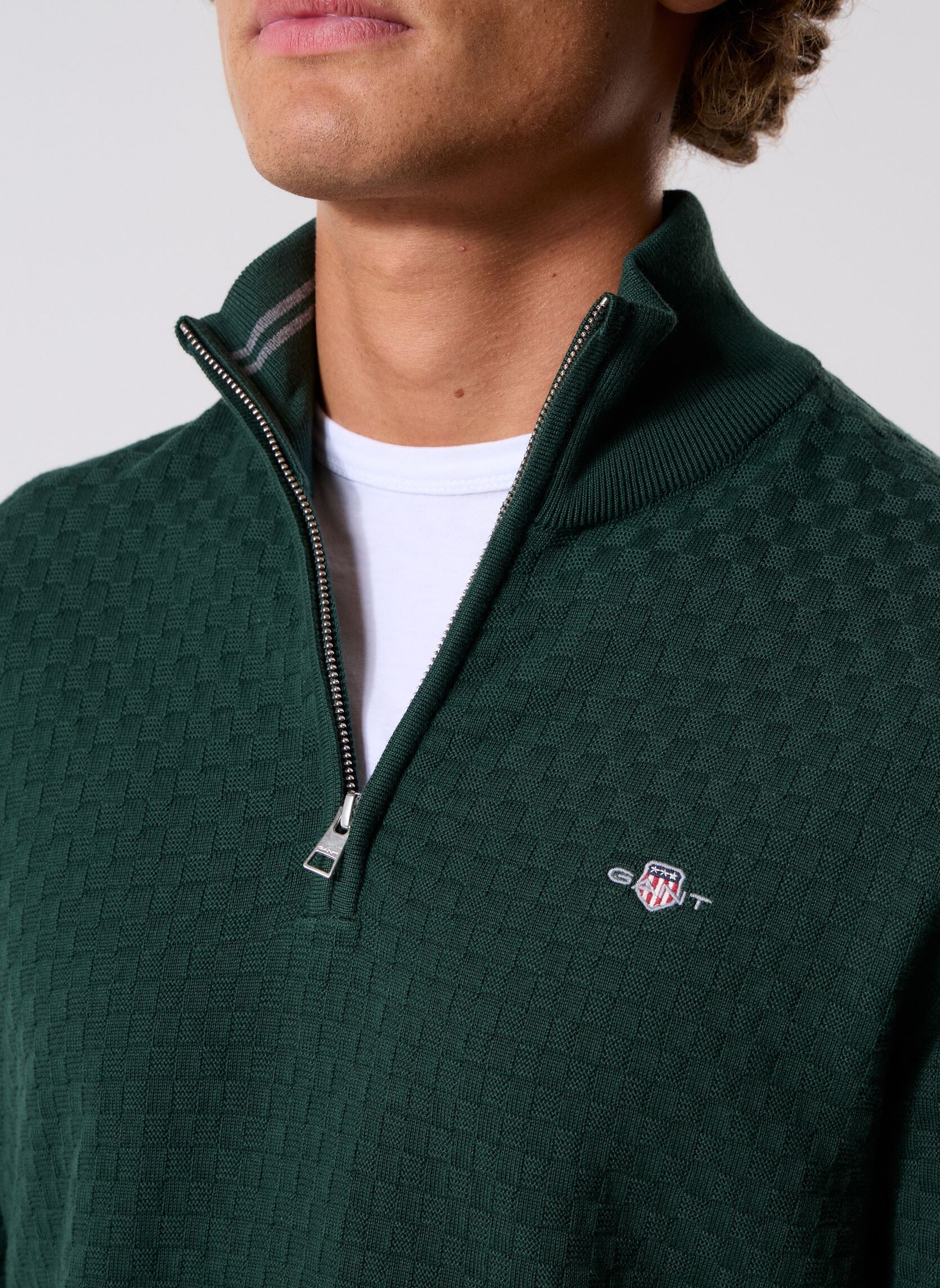 Pulls Micro Texture Hz homme vert GANT Pulls Micro Texture Hz homme vert TARTAN GREEN