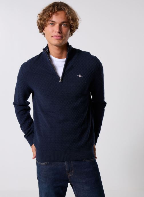 GANT Pulls Micro Texture Hz homme bleu