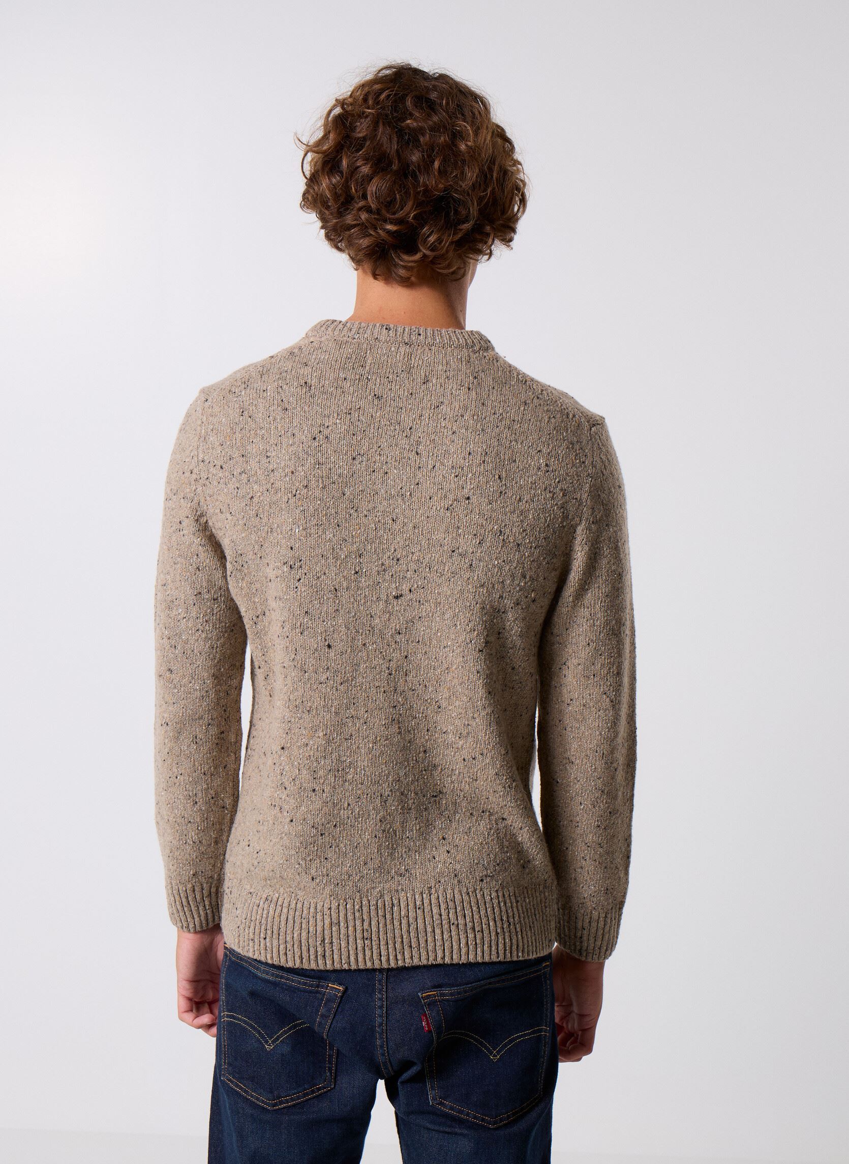 Truien Wool Blend Neps C-Neck heren beige GANT Truien Wool Blend Neps C-Neck heren beige DK. SAND MELANGE