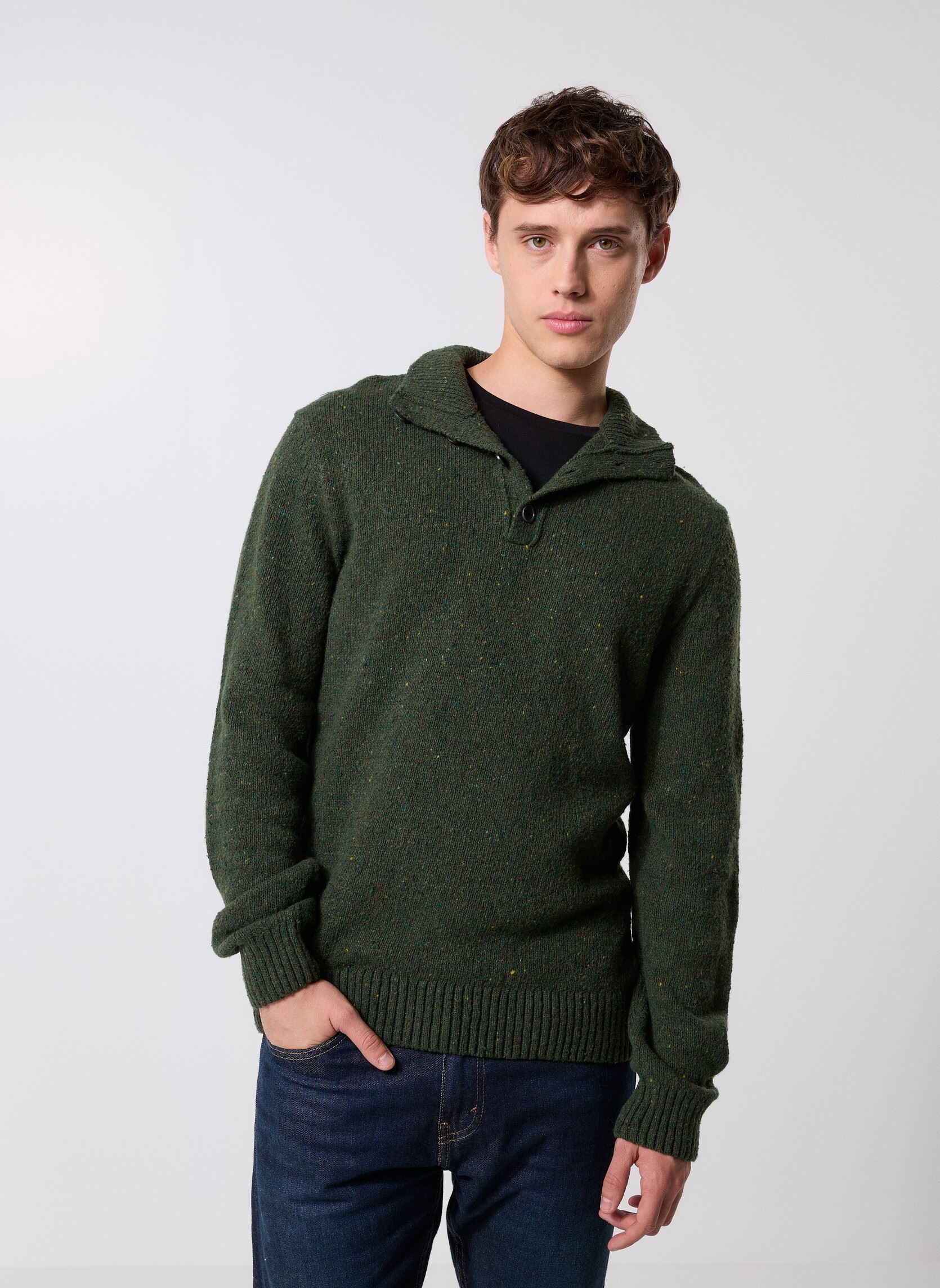 Vêtements GANT Wool Blend Neps Half Buttoned pour Homme