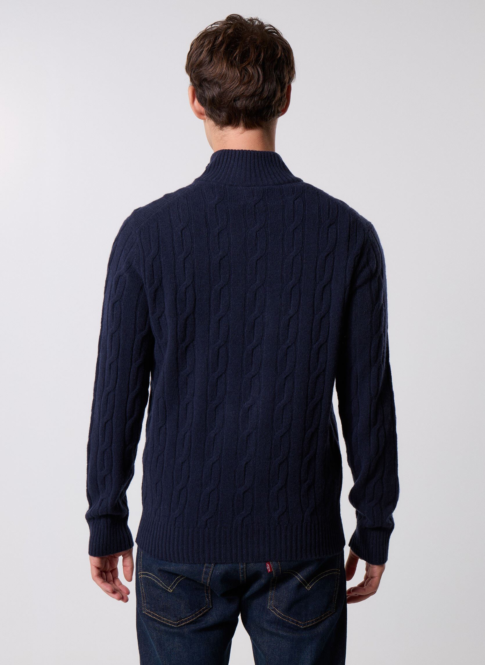 Pulls Lambswool Cable Half Zip homme bleu GANT Pulls Lambswool Cable Half Zip homme bleu EVENING BLUE