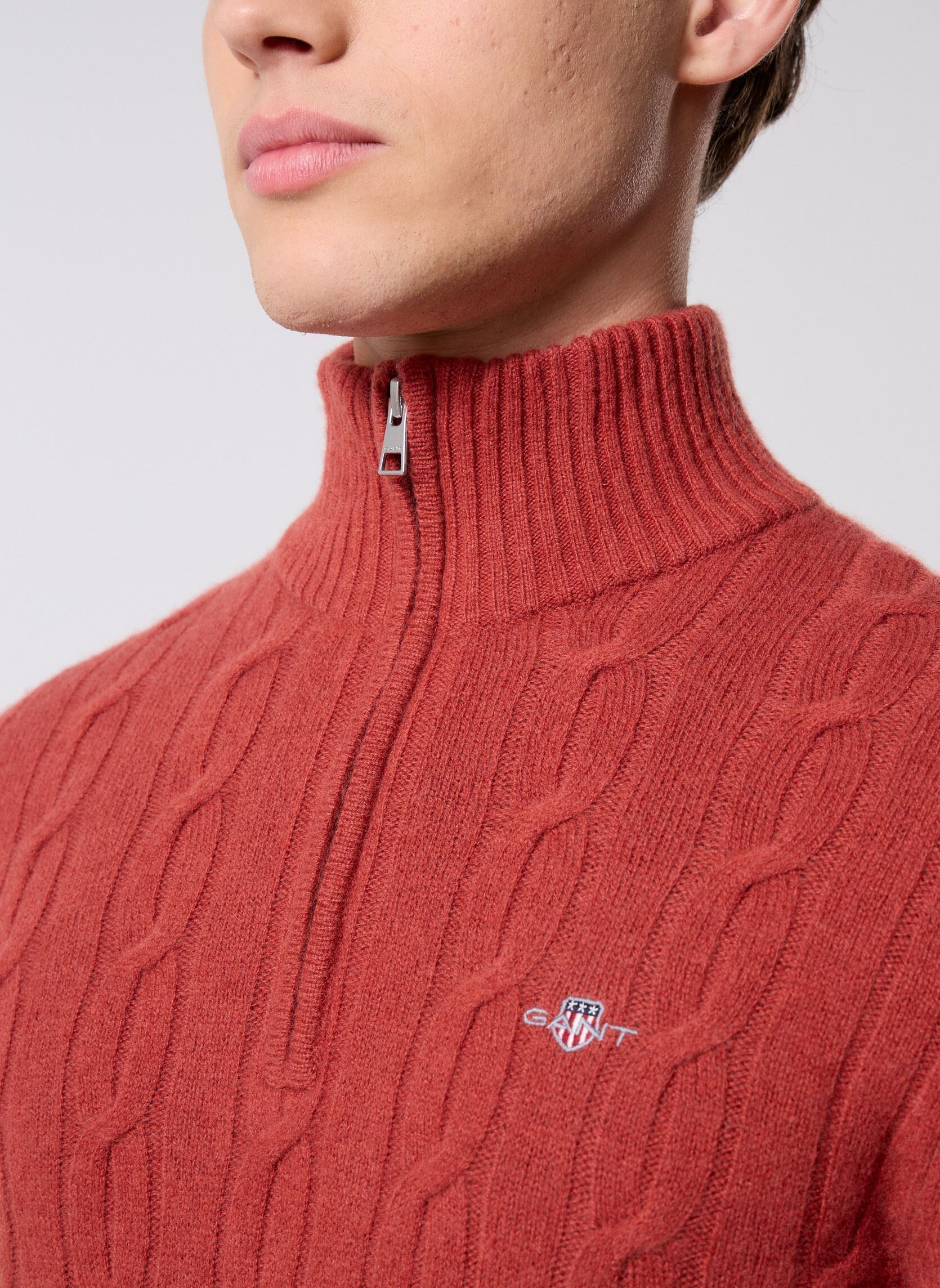 Pulls Lambswool Cable Half Zip homme orange GANT Pulls Lambswool Cable Half Zip homme orange MODERN RUST