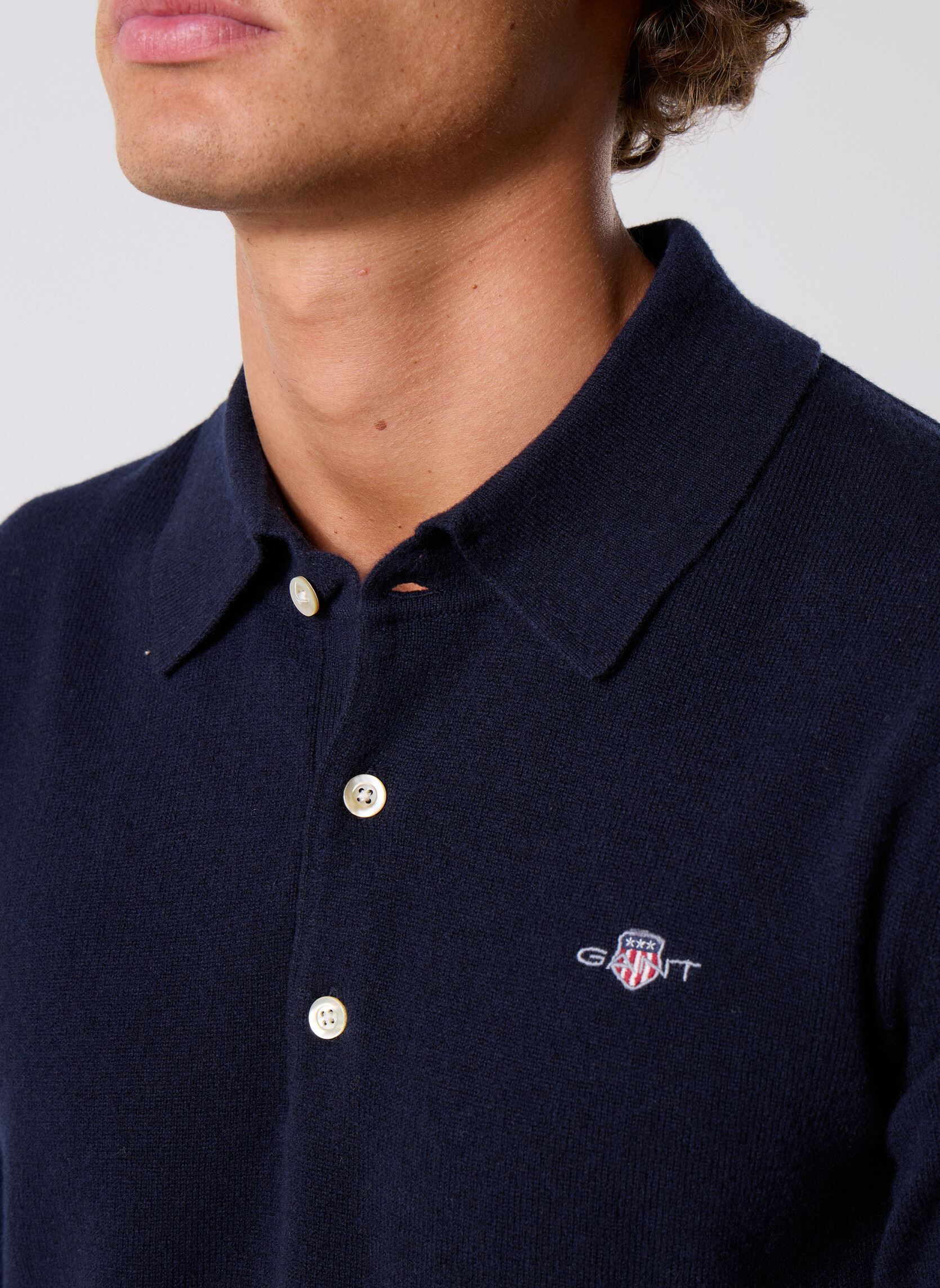 Korte mouwen polo's Superfine Lambswool Polo heren blauw GANT Korte mouwen polo's Superfine Lambswool Polo heren blauw MARINE
